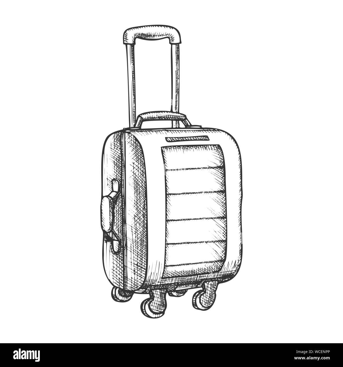 Luggage bag illustration, drawing, engraving, ink, line art, vector Stock  Vector