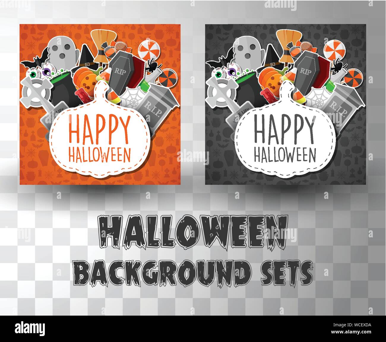 Halloween Flat Banner Template Background Sets With 2 Different