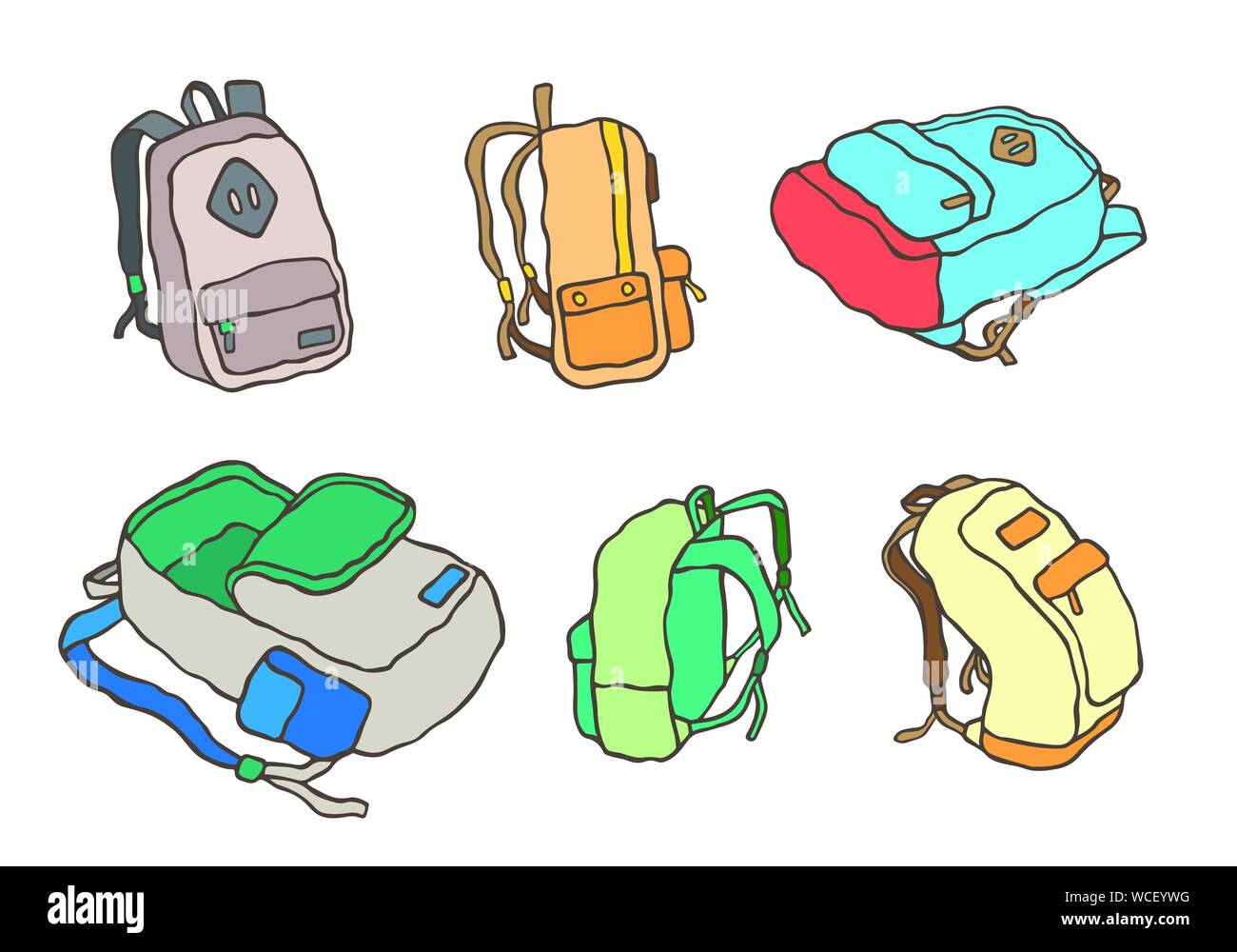 Pastel sport bag backpack school bag doodle vector illustration cartoon