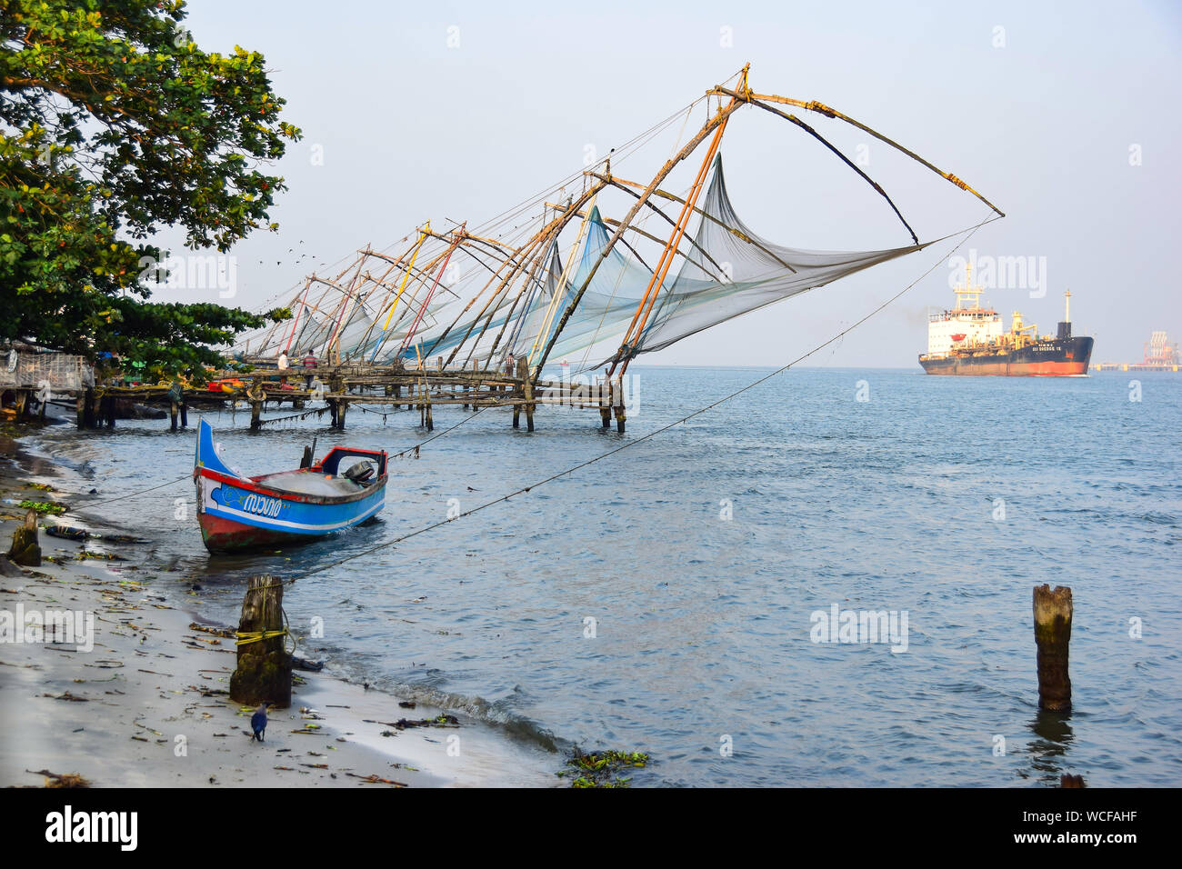 Bamboo Fishing Nets, Fort Kochi, Cochin, India Stock Photo
