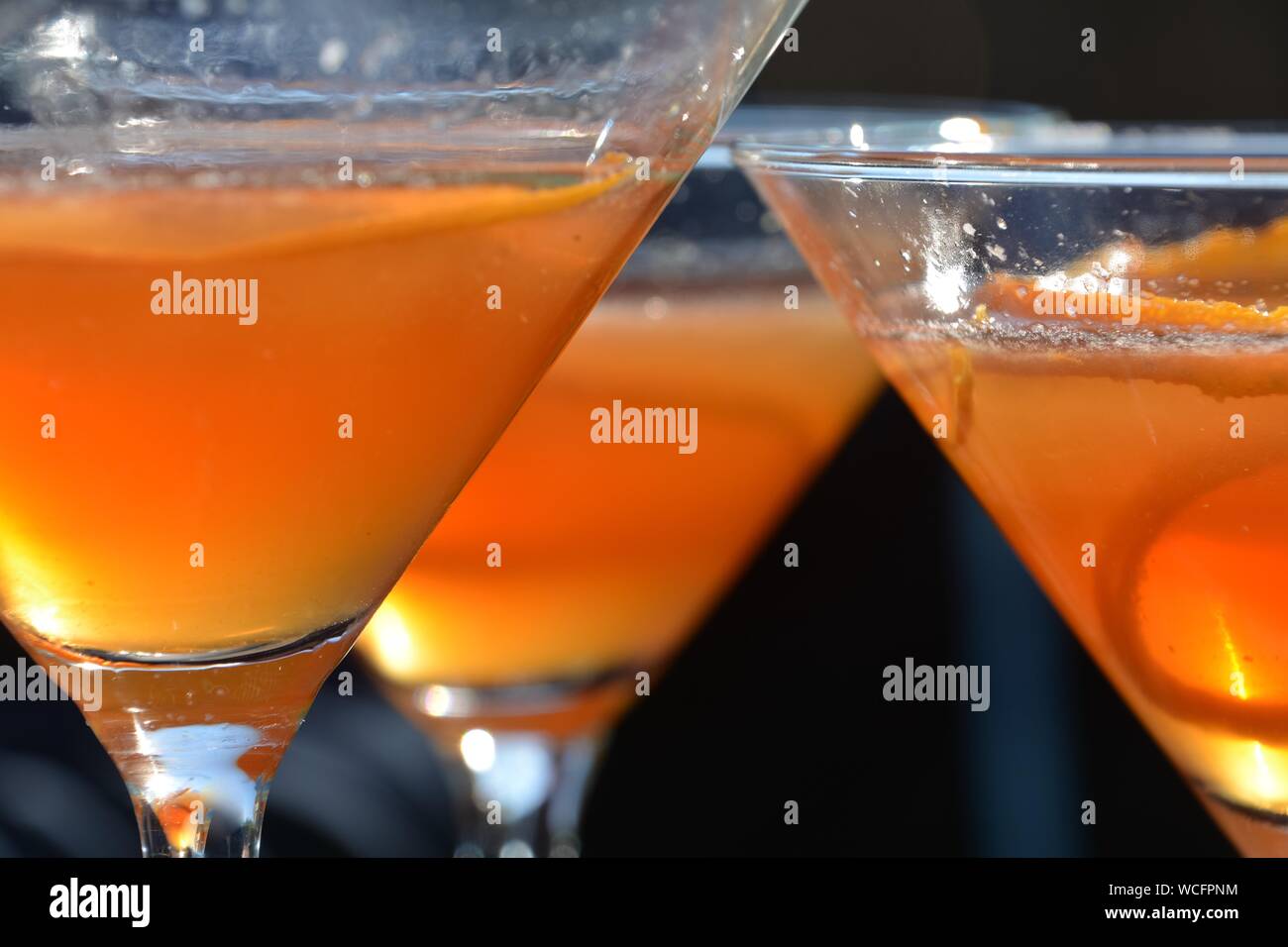 Closeup Of Cocktails In Martini Glasses Stock Photo Alamy
