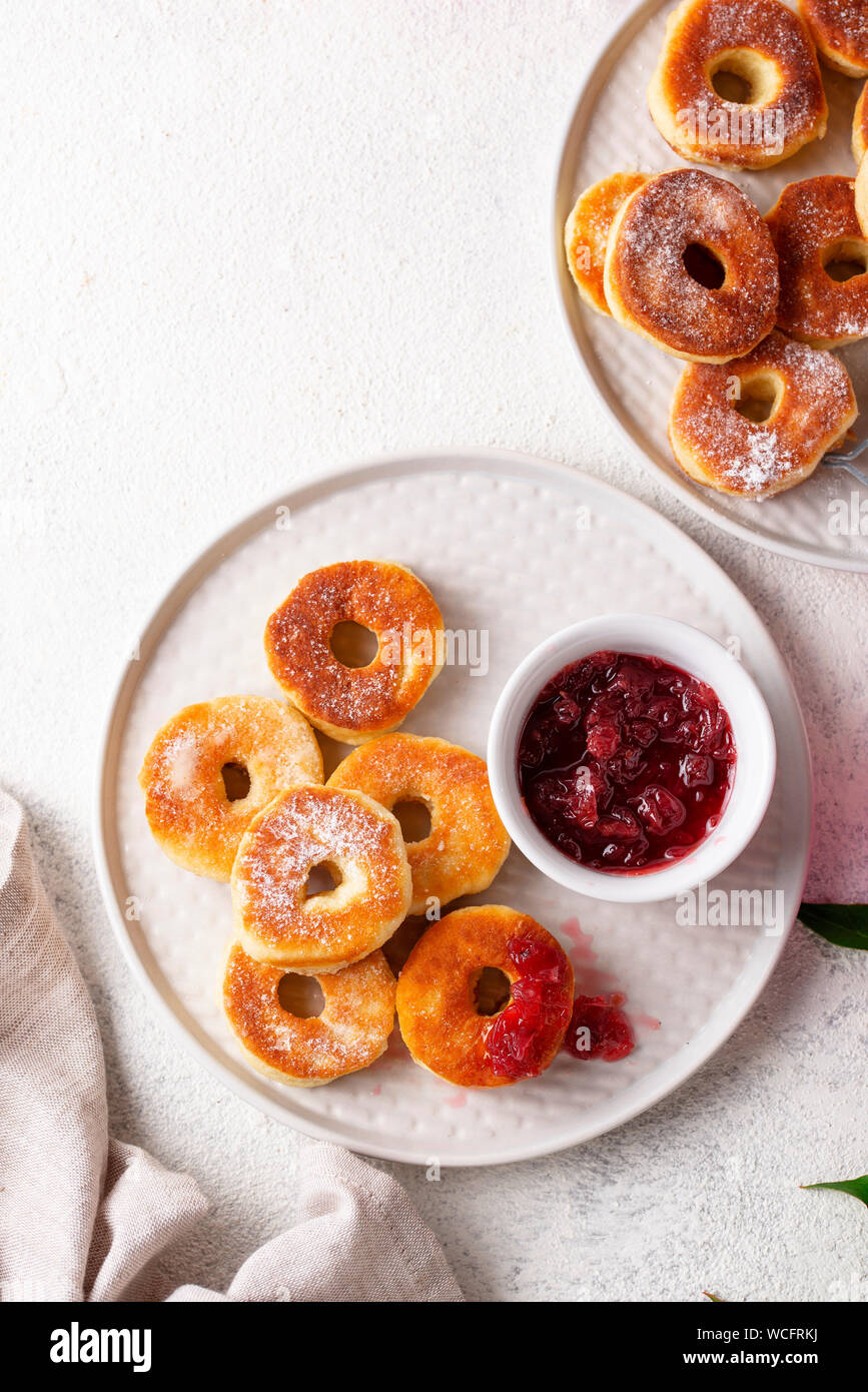 Homemade donuts with rose jam Stock Photo