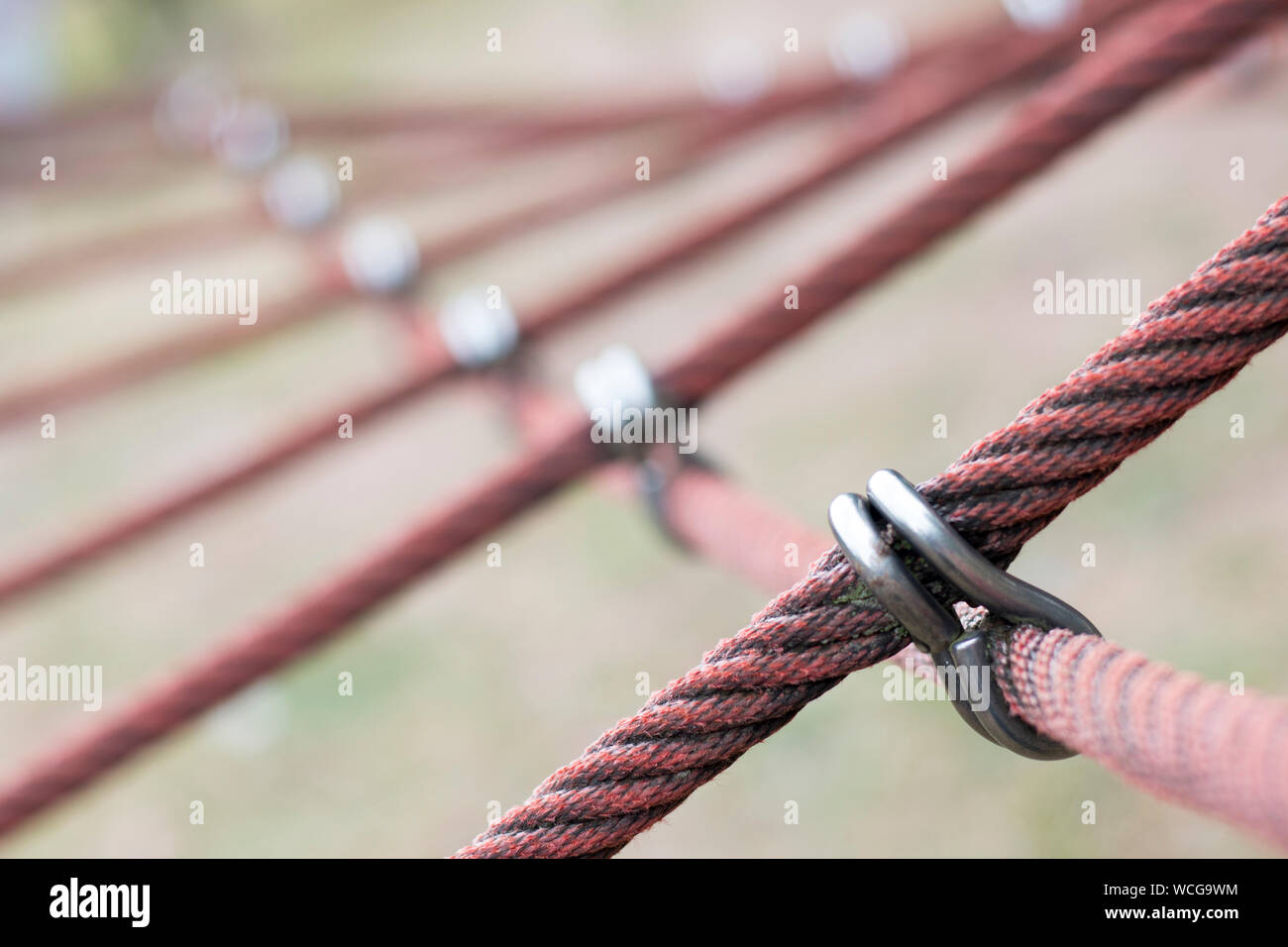 Red Climbing Rope At Playground Stock Photo