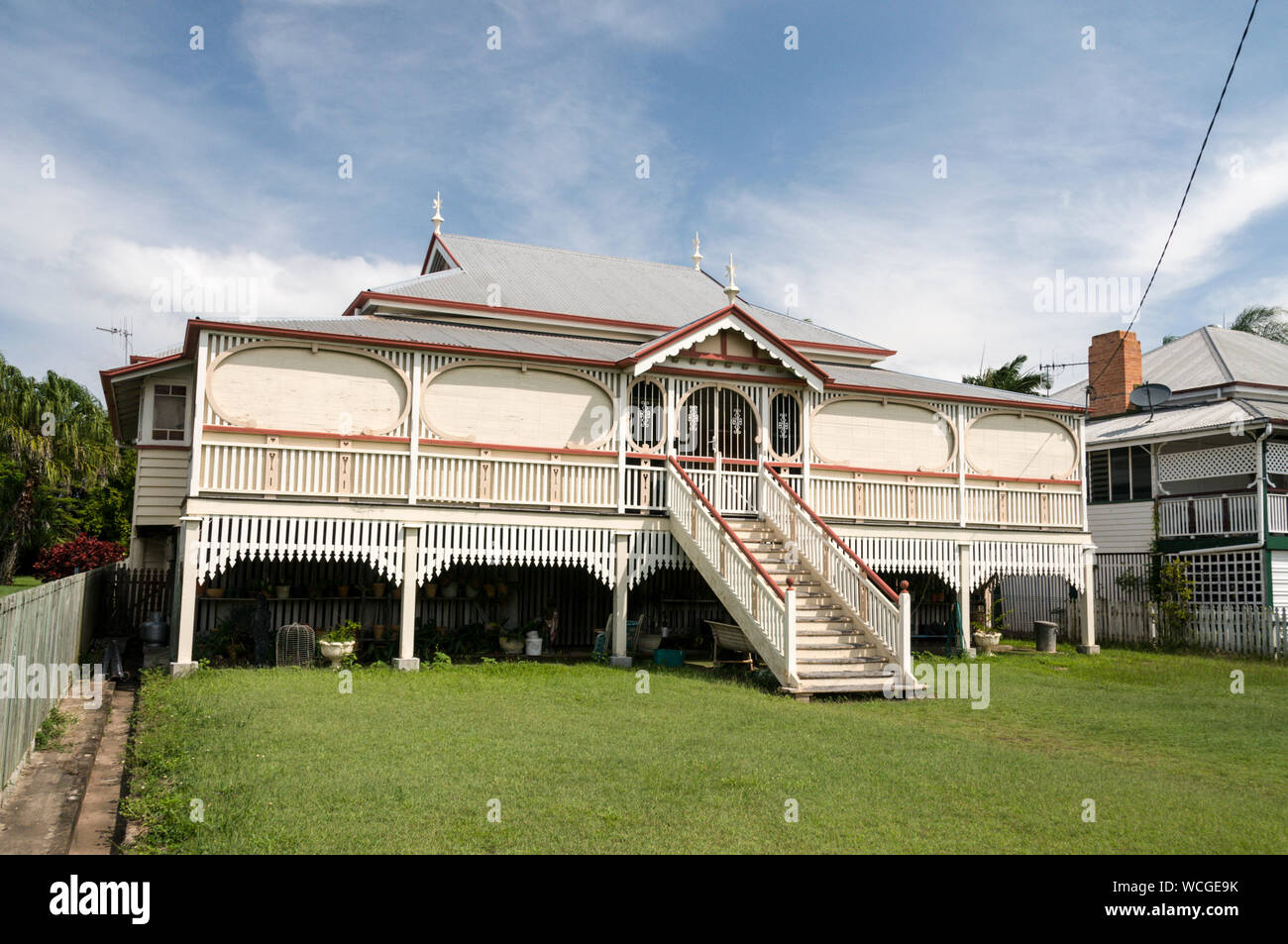 A Federation Queenslander house designed and built on stilts, is an