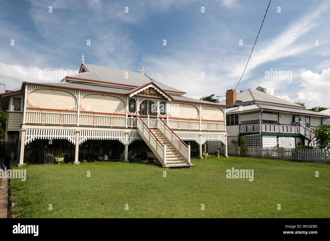 A Federation Queenslander house designed and built on stilts, is an