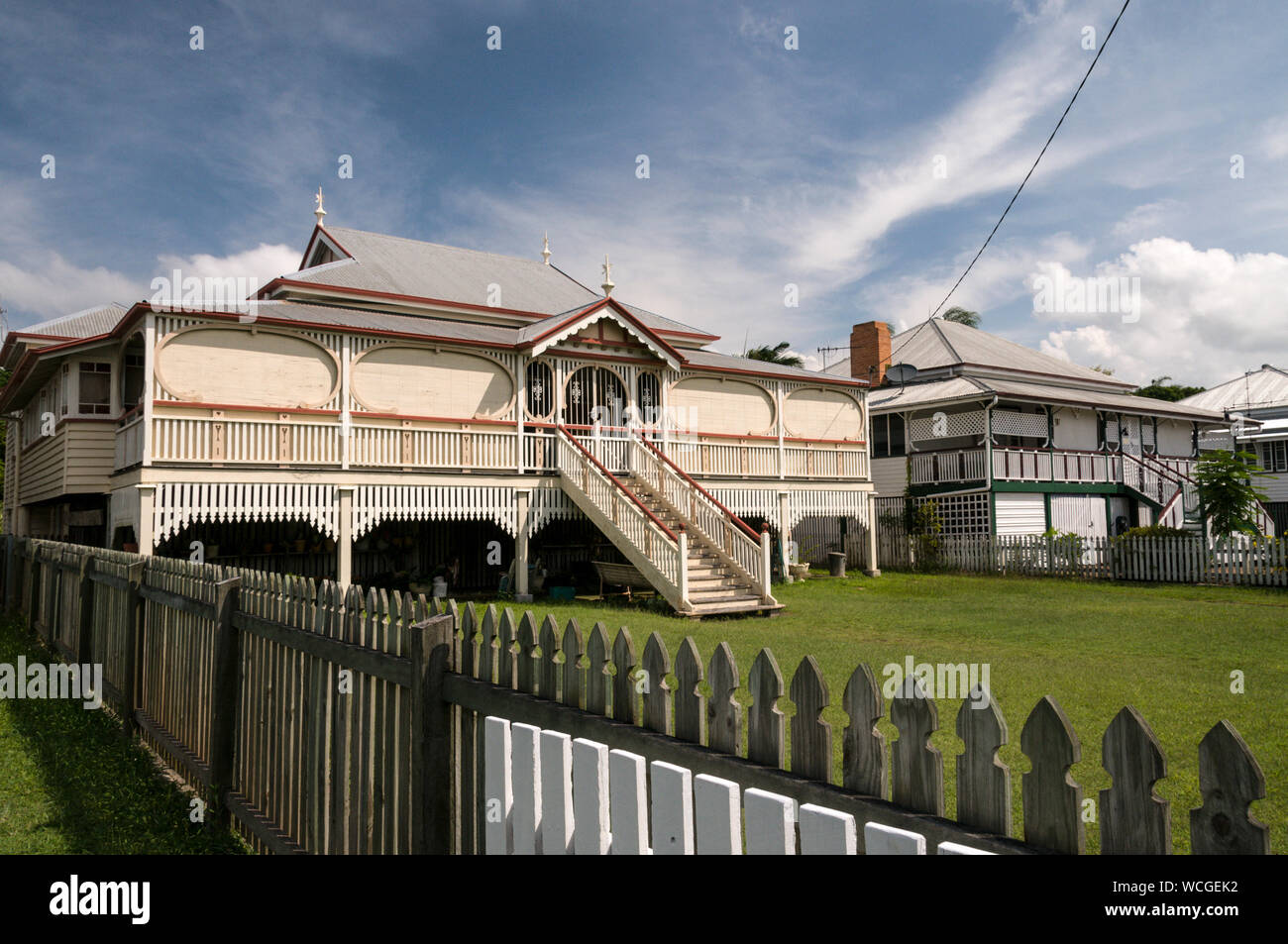 A Federation Queenslander house designed and built on stilts, is an