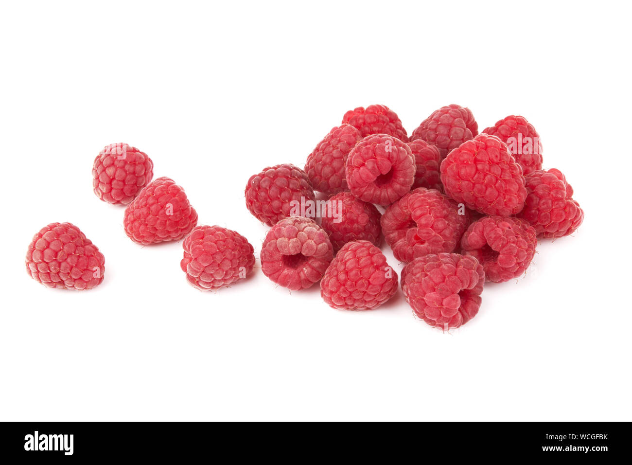 Raspberry fruit closeup isolated on white background Stock Photo
