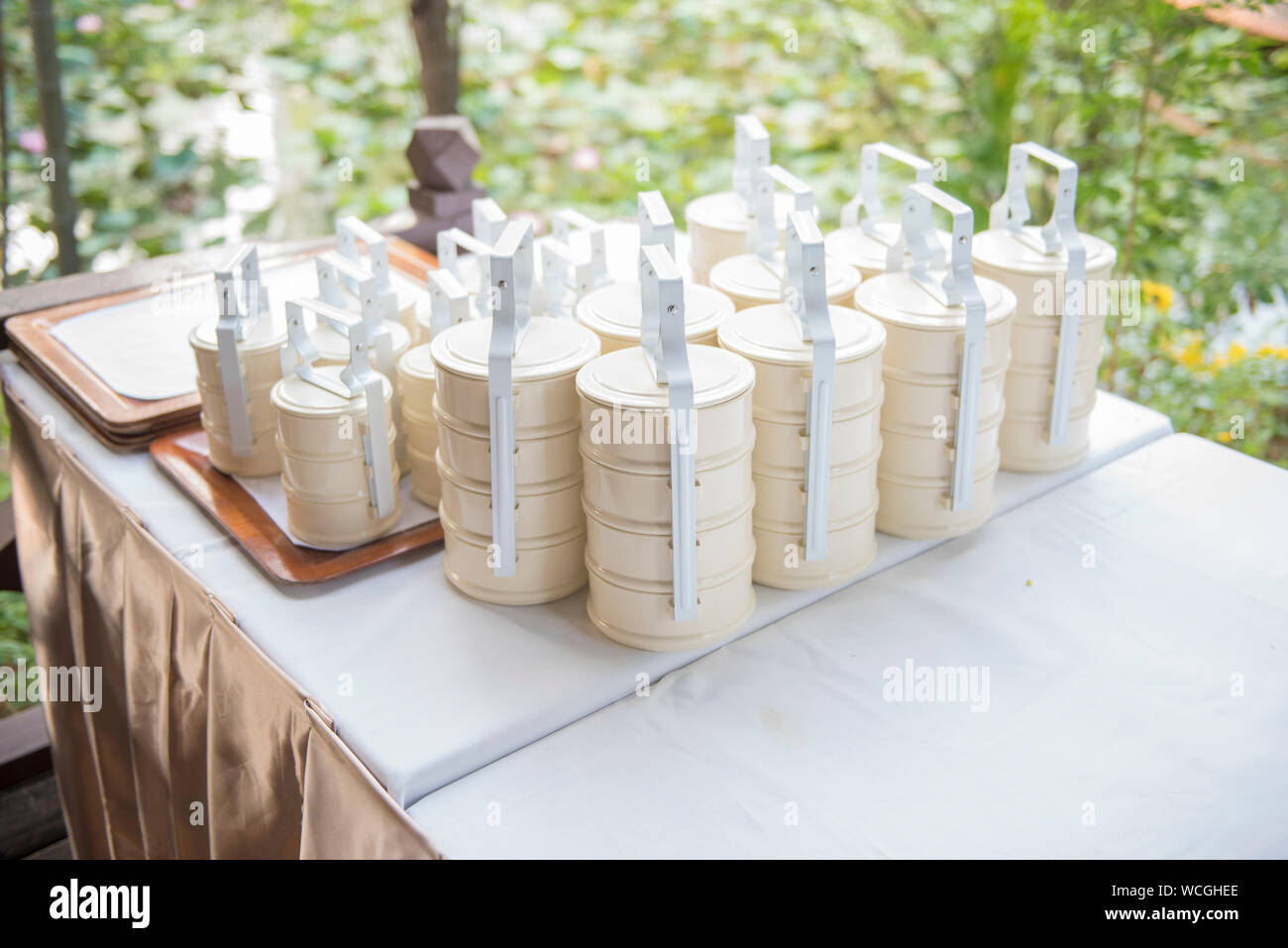 Download High Angle View Of Lunch Boxes On Table During Wedding Stock Photo Alamy PSD Mockup Templates