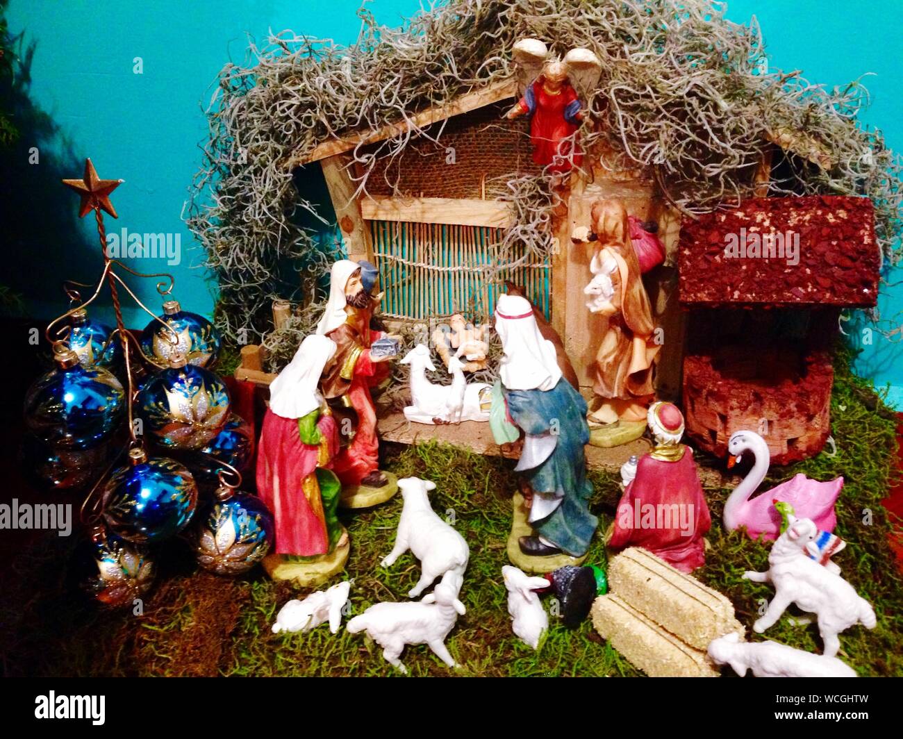 Nativity Scene During Christmas Stock Photo Alamy