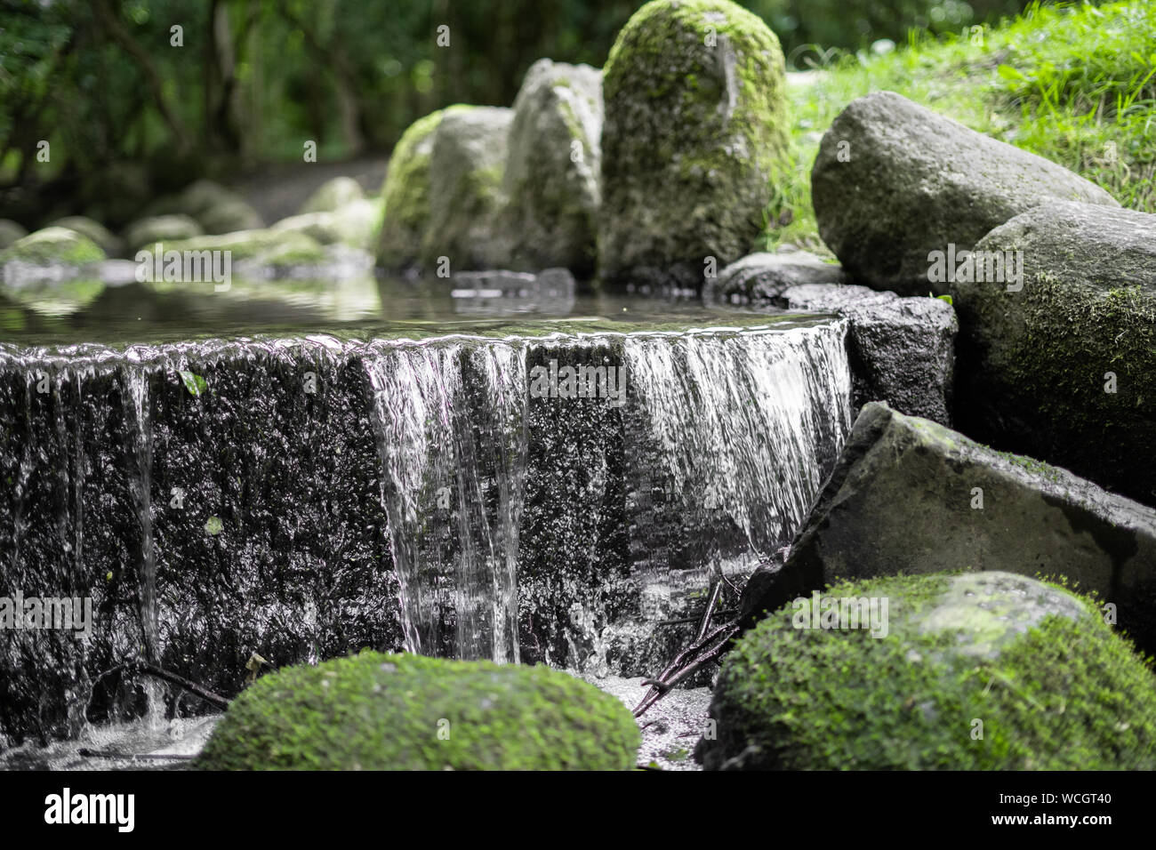 Small waterfall with stones Stock Photo