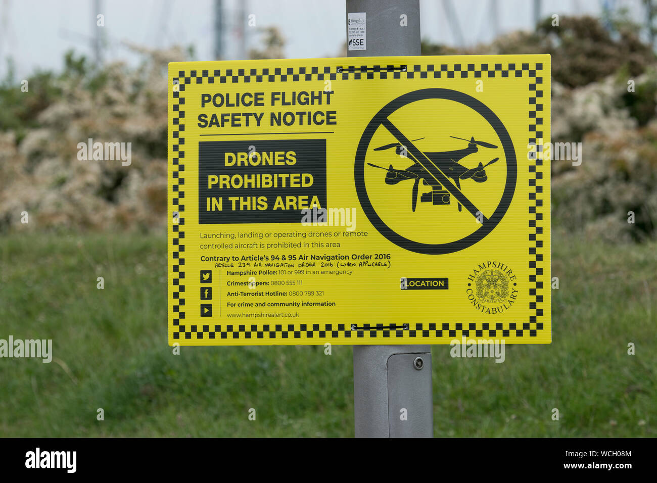 "Drones prohibited" sign Stock Photo