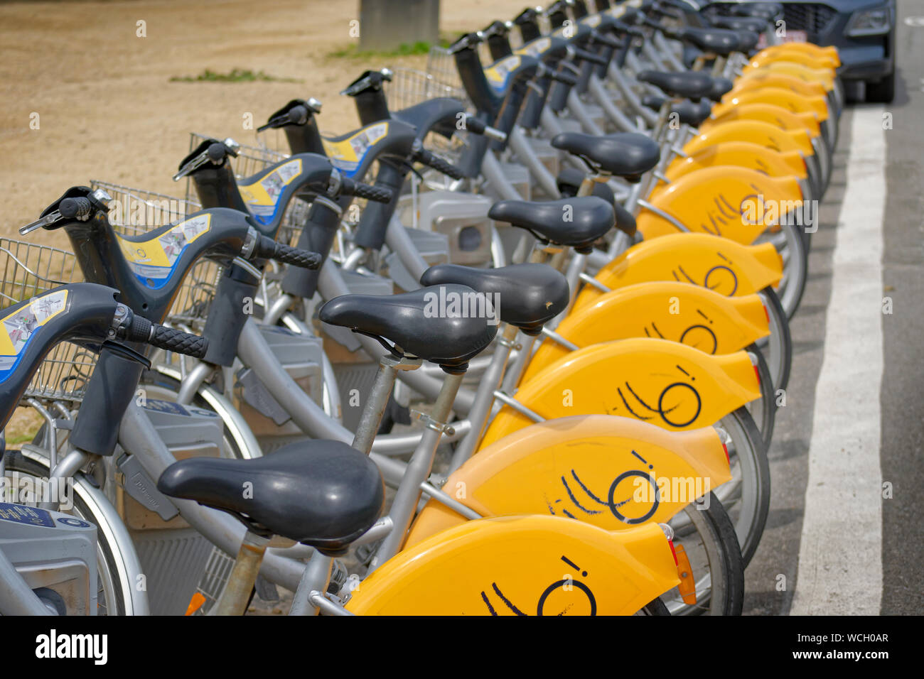 Brussels Villo rental bikes, Brussels, Belgium. Stock Photo