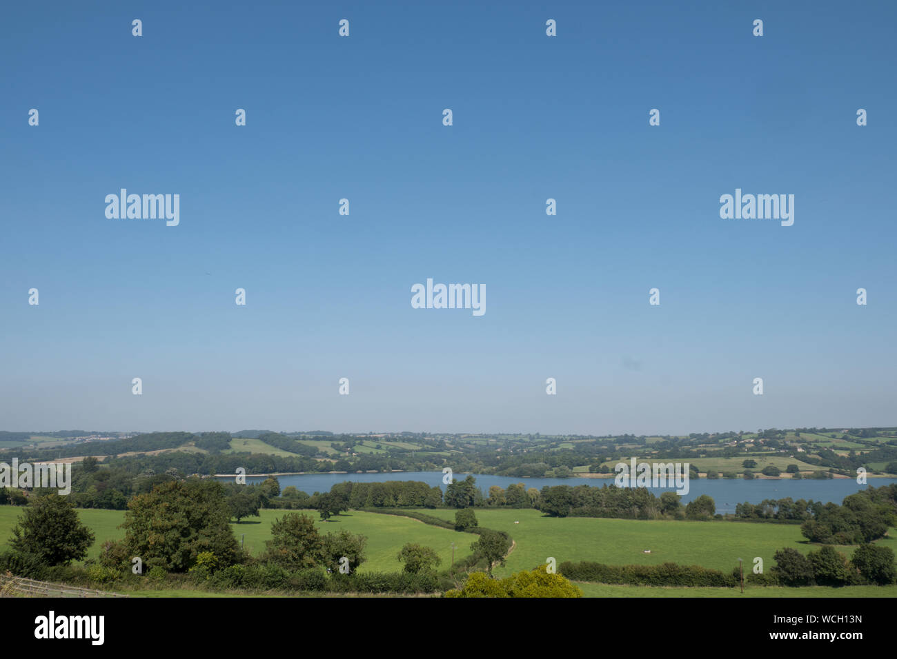 view of Blagdon lake in Somerset in summer Stock Photo Alamy