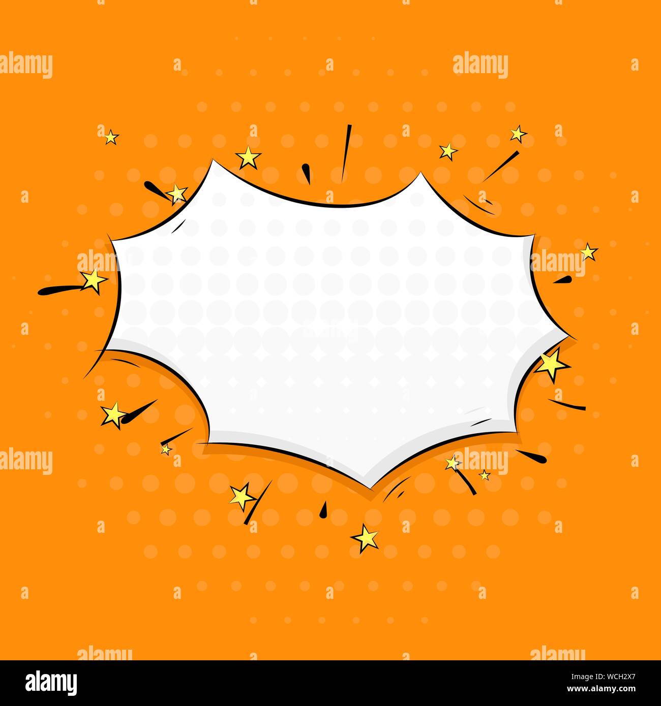 Speech bubble on orange background. Pop art comic style Stock Vector ...