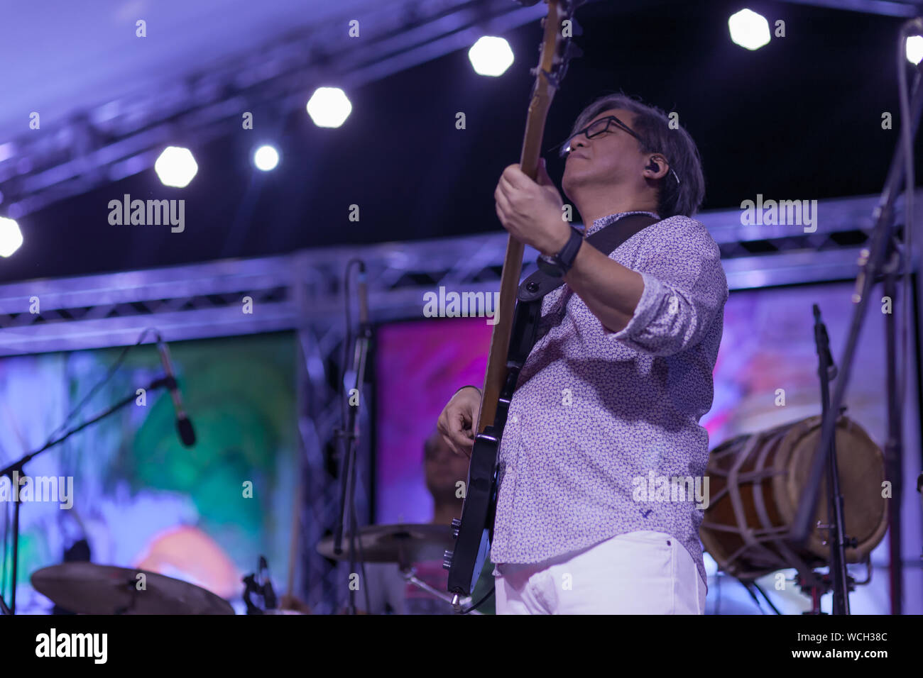 Musician playing at the Dominican Republic Jazz Festival Stock Photo
