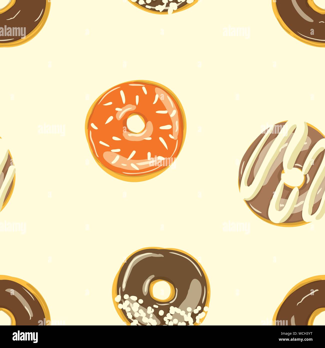 Glazed Donuts seamless pattern. Bakery Vector illustration. Top View ...