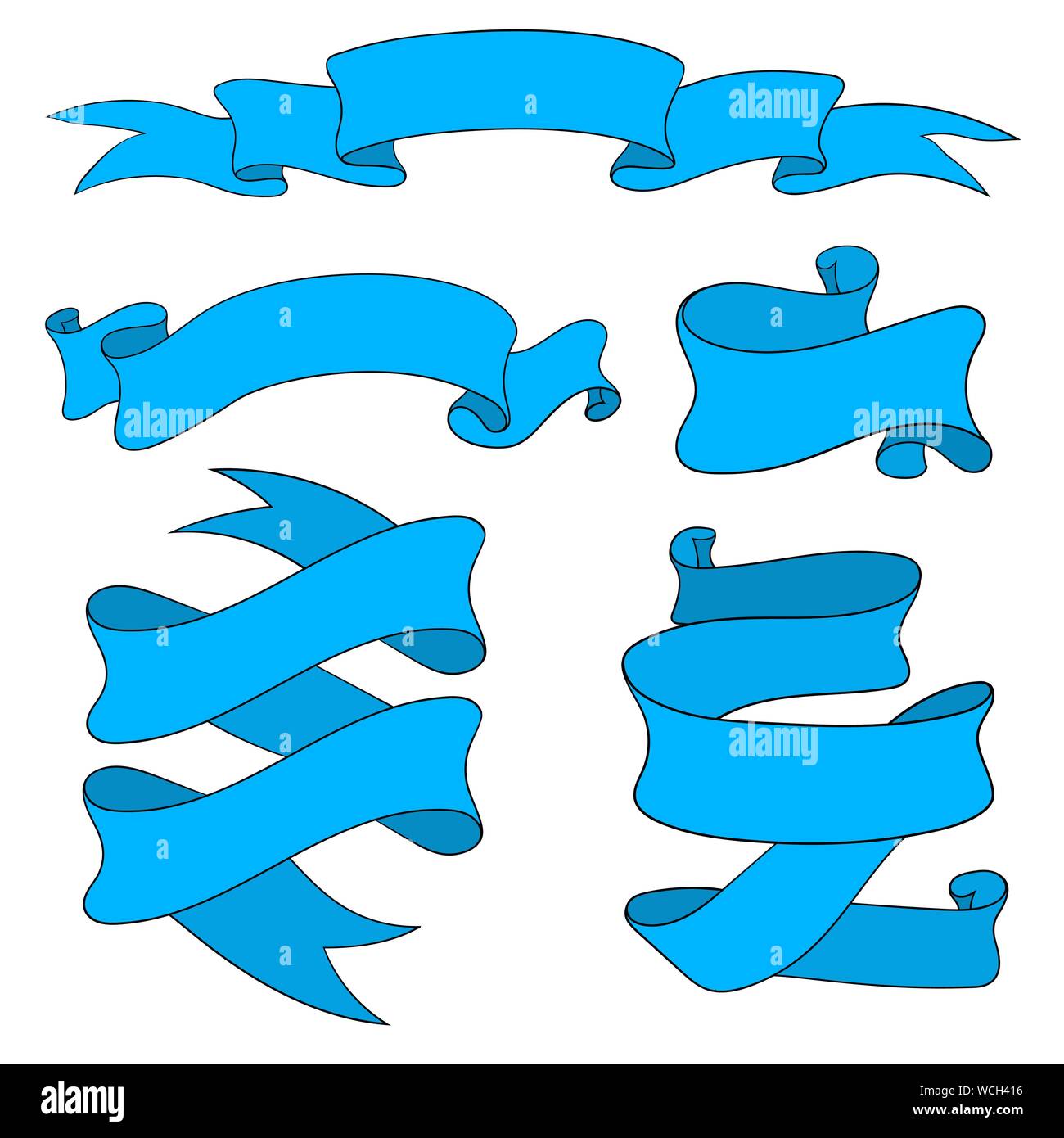 Ribbon and paper scrolls. Blue icons set Stock Vector Image & Art - Alamy