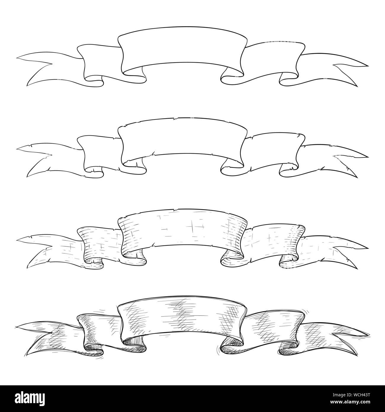 Ribbon scrolls. Hand drawn sketch Stock Vector Image & Art - Alamy