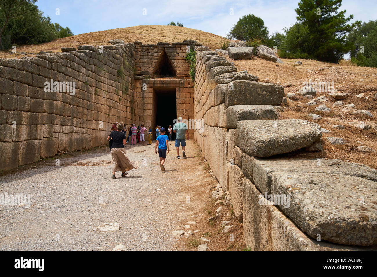 Trasury of Atreus or Tomb of Agamemnon at Mycenae in Greece Stock Photo