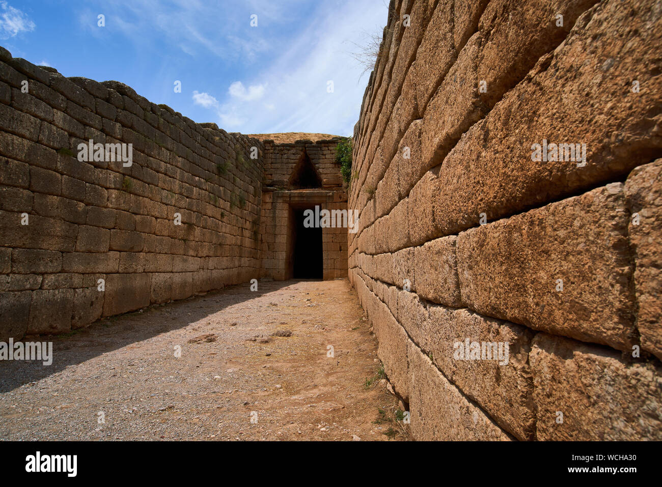 Treasury of Atreus or Tomb of Agamemnon at Mycenae in Greece Stock Photo
