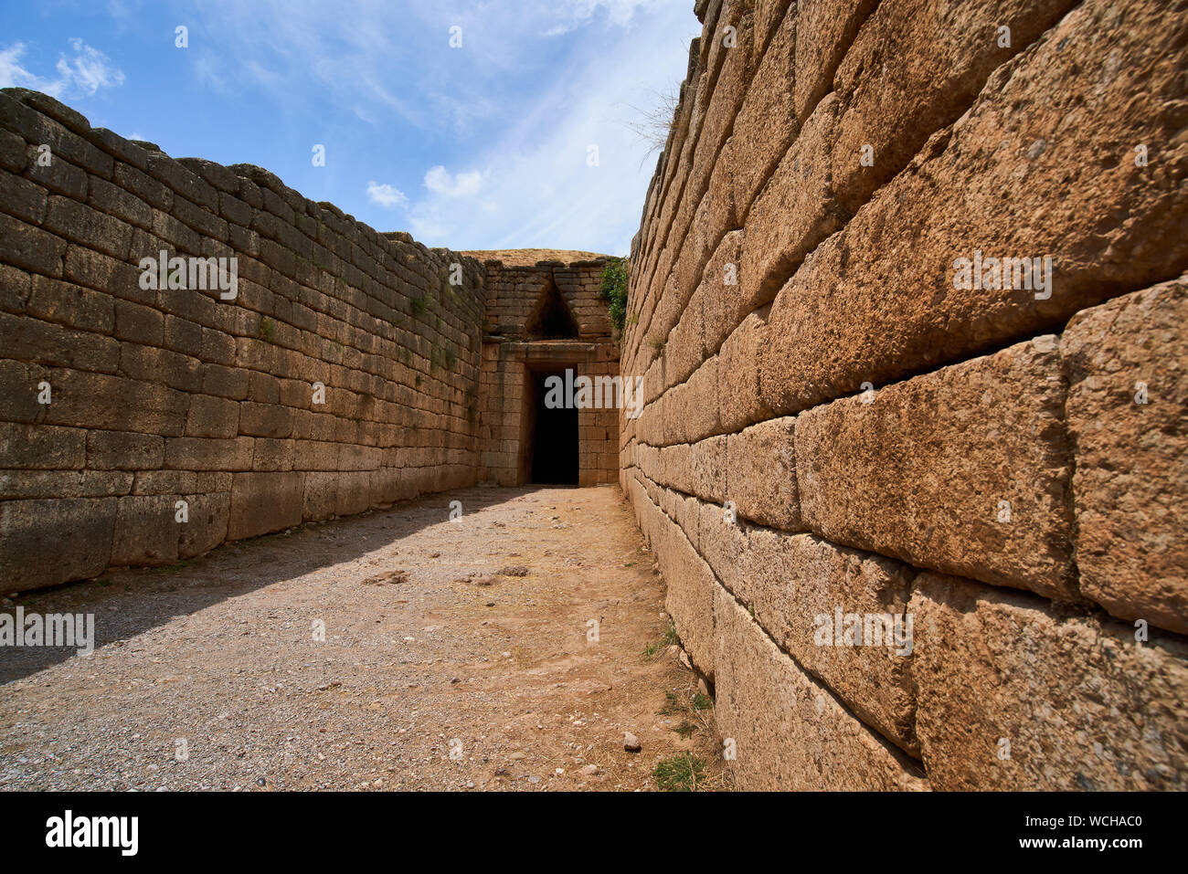 Trasury of Atreus or Tomb of Agamemnon at Mycenae in Greece Stock Photo