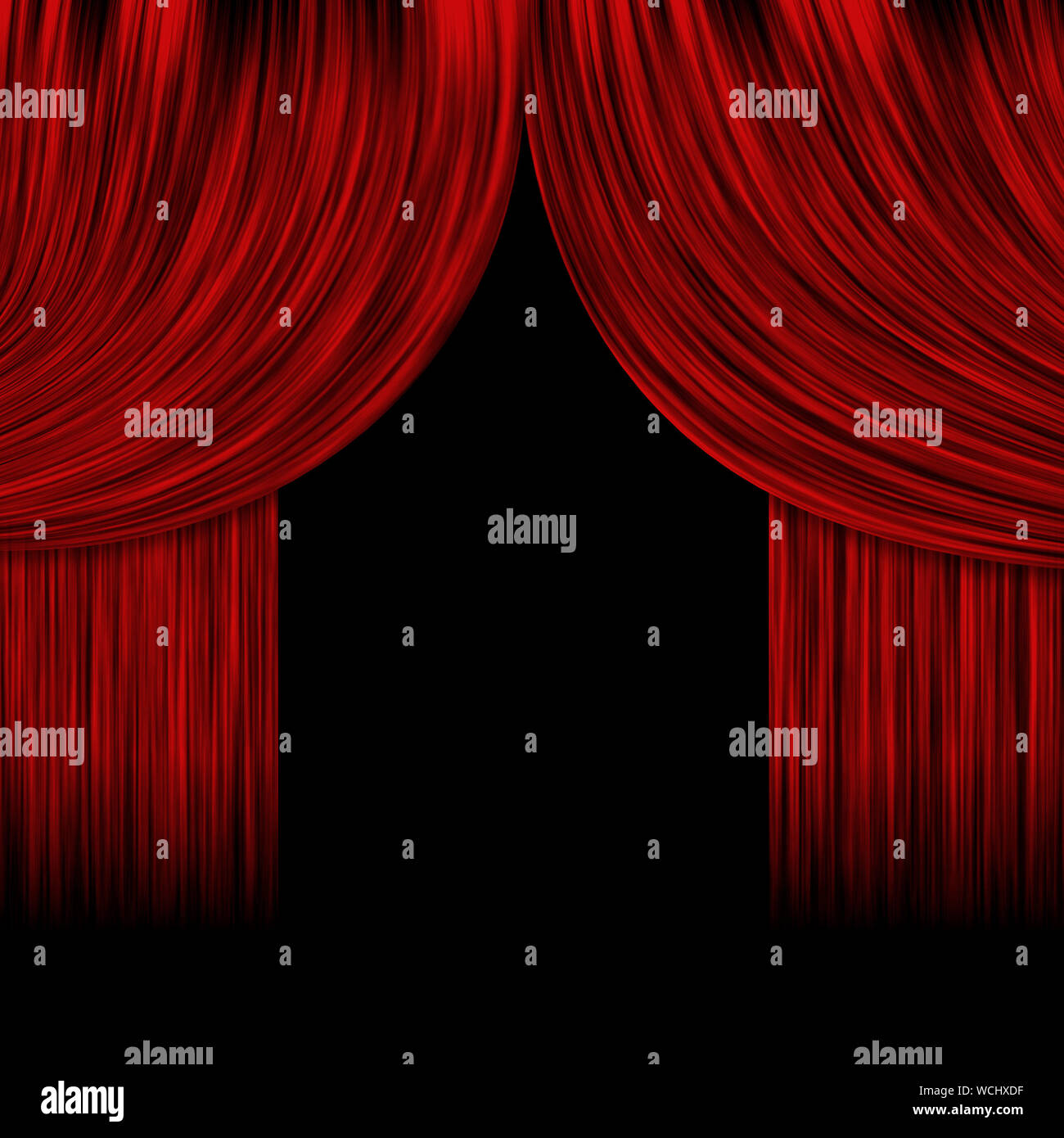 Illustration Of Open Theater Drapes Or Stage Curtains With A Black