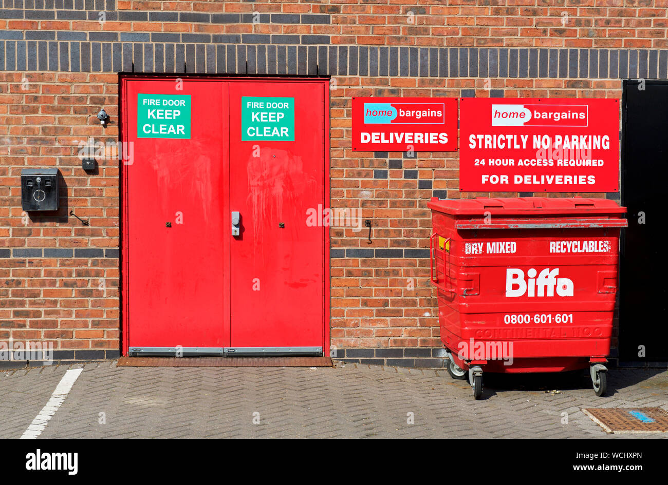 Delivery entrance to branch of Home Bargains, England UK Stock Photo