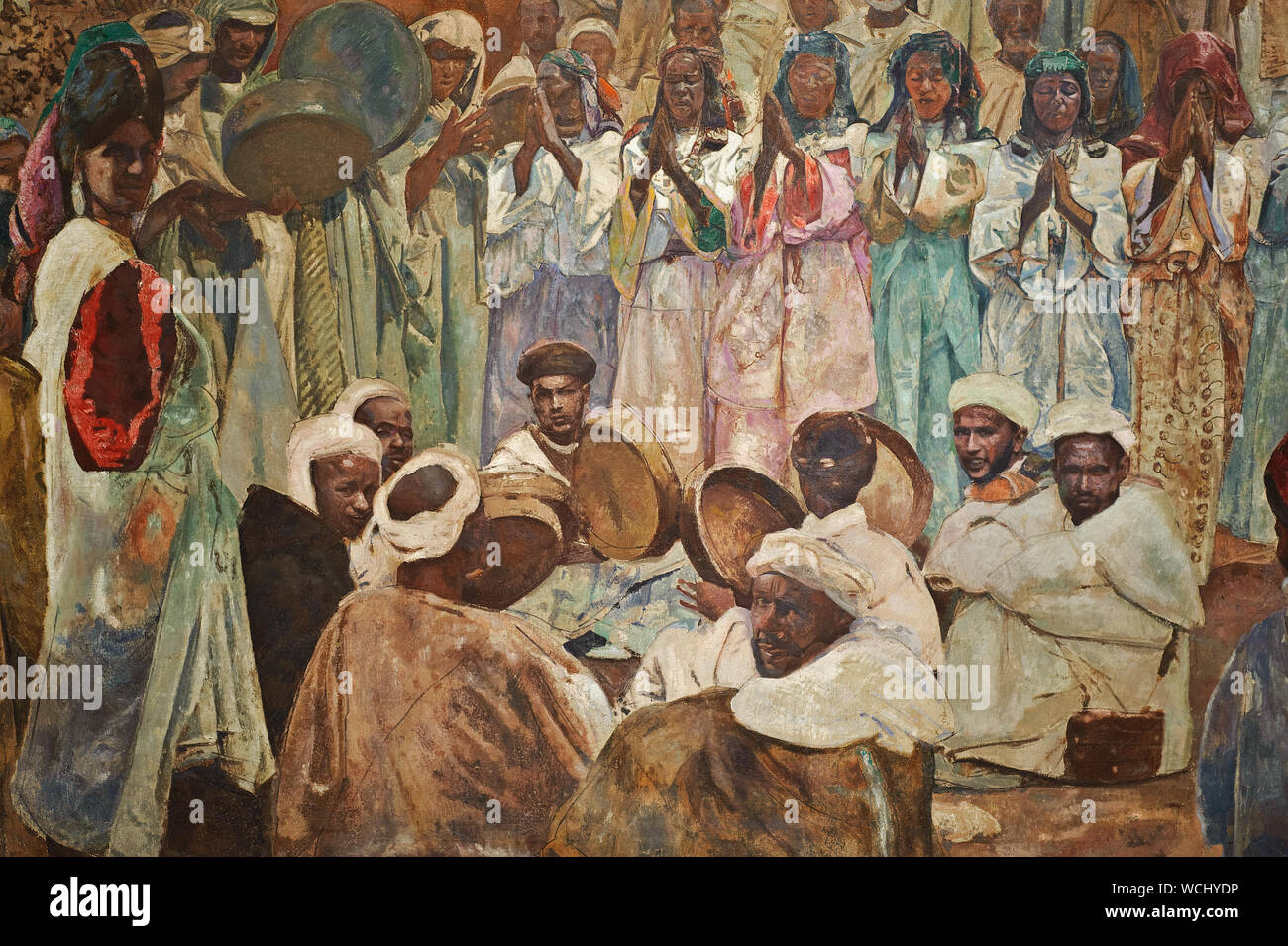 Detail from a painting by Jacques Majorelle ( Morocco). It is depicting Berber people Stock Photo