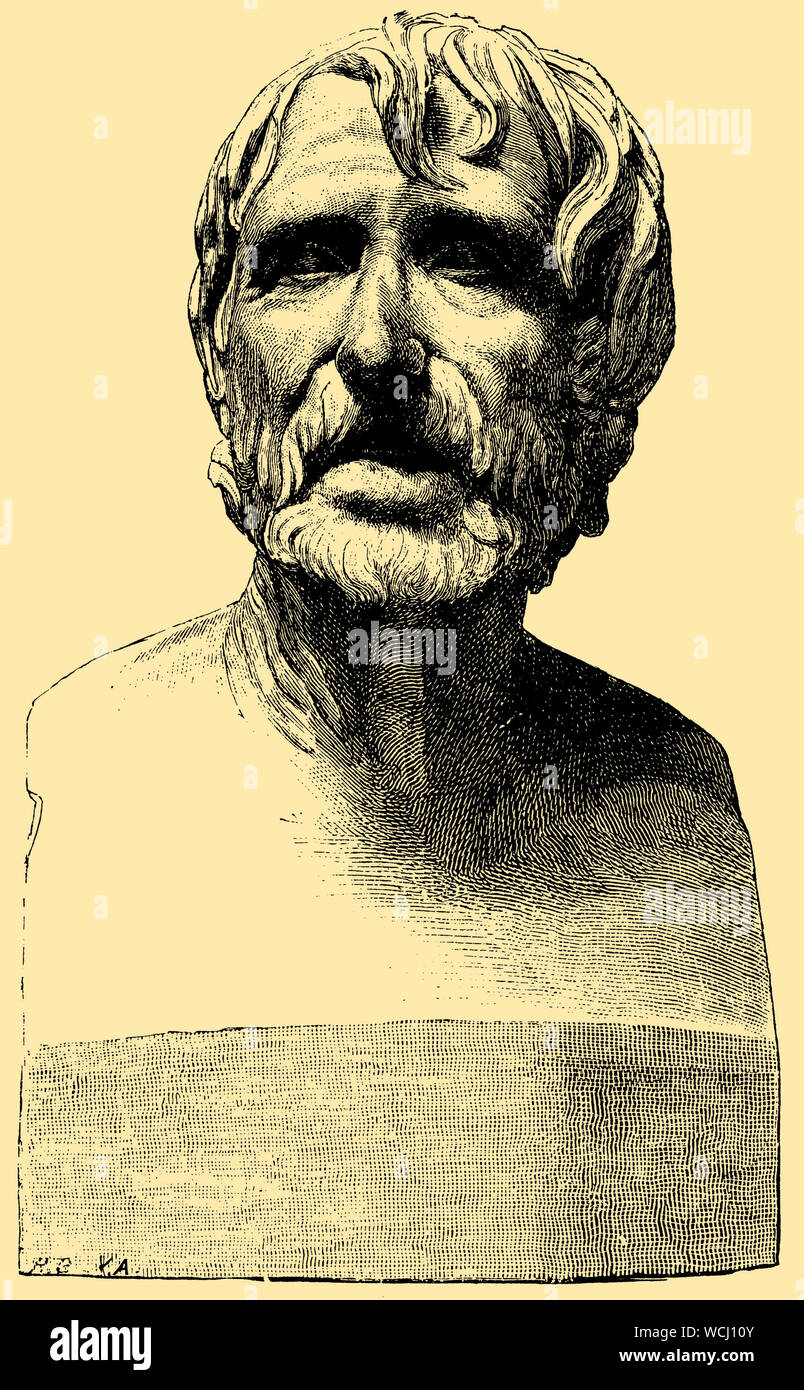 Seneca. Bust in the Museum of Naples, ,  (literary history book, 1895) Stock Photo