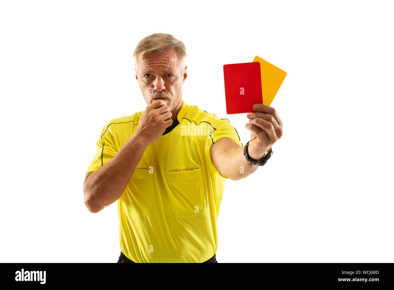 Referee showing a red card player Stock Photos and Images
