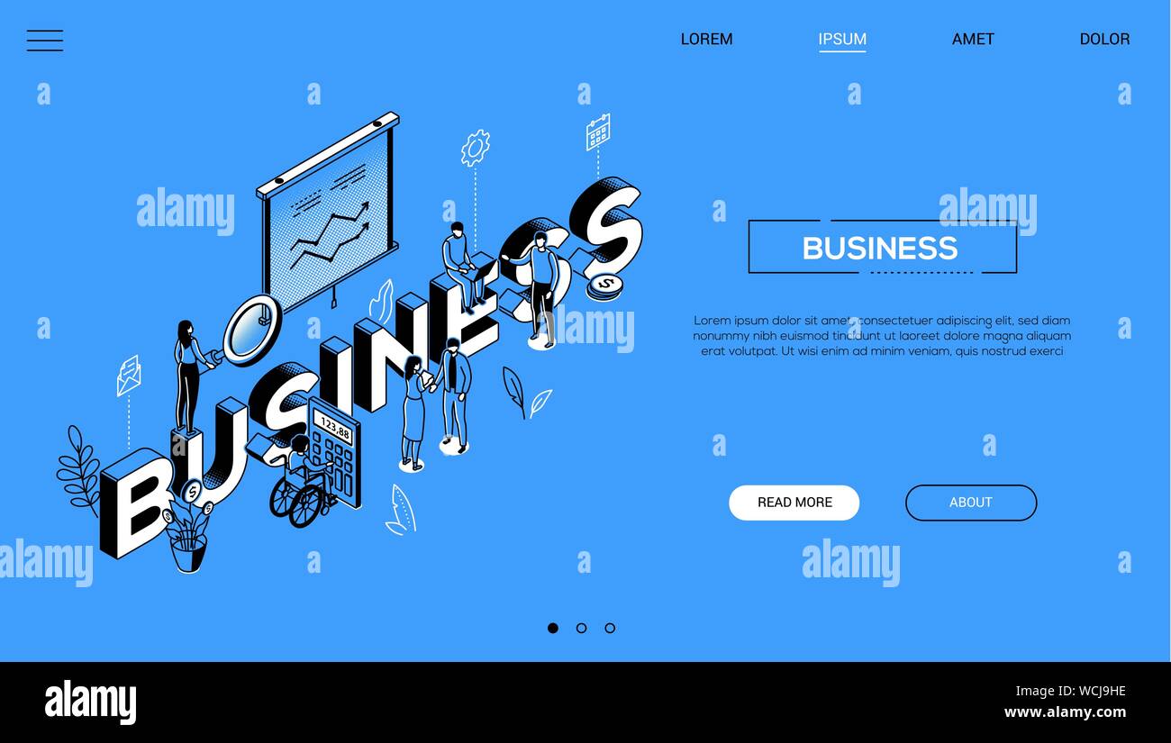 Business analytics - line design style isometric web banner Stock ...