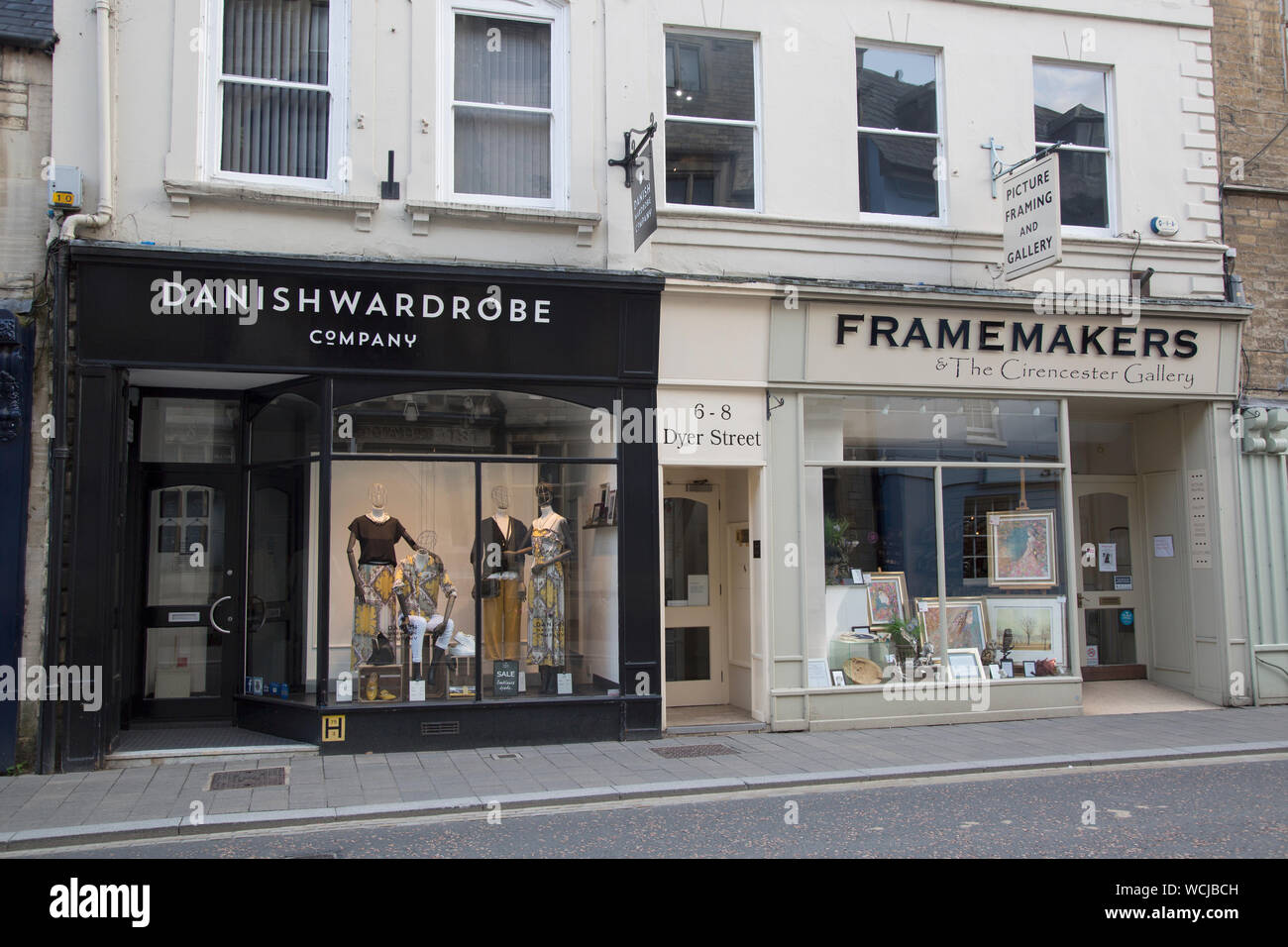 Danish Wardrobe and Framemakers Shops; Cirencester; England; UK Stock