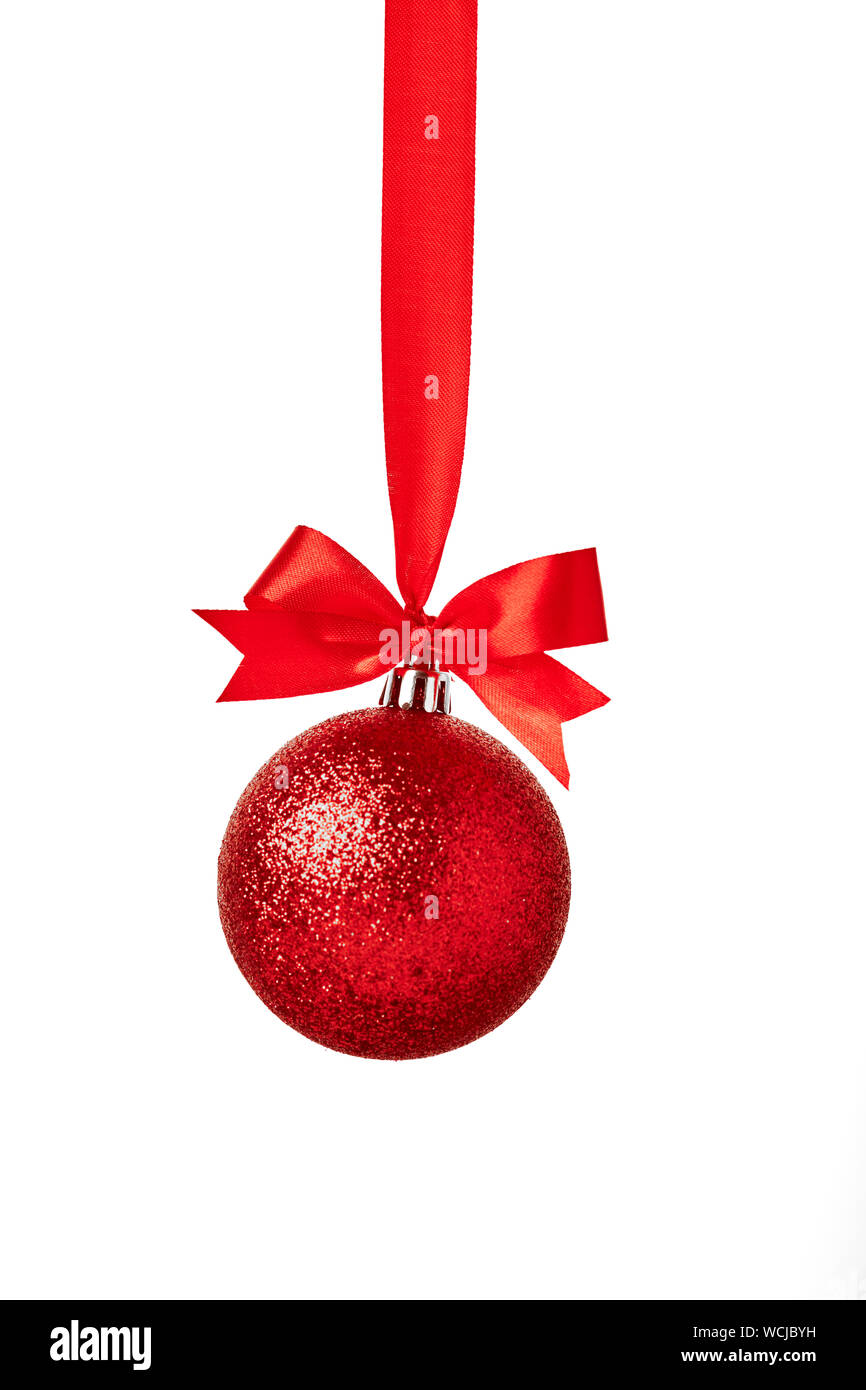 Close-up Of Christmas Ornament Hanging Against White Background Stock Photo