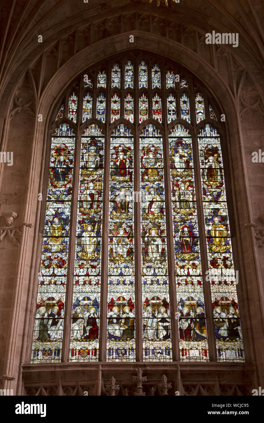 Stained Glass Window, Cathedral Church; Hereford; England; UK Stock
