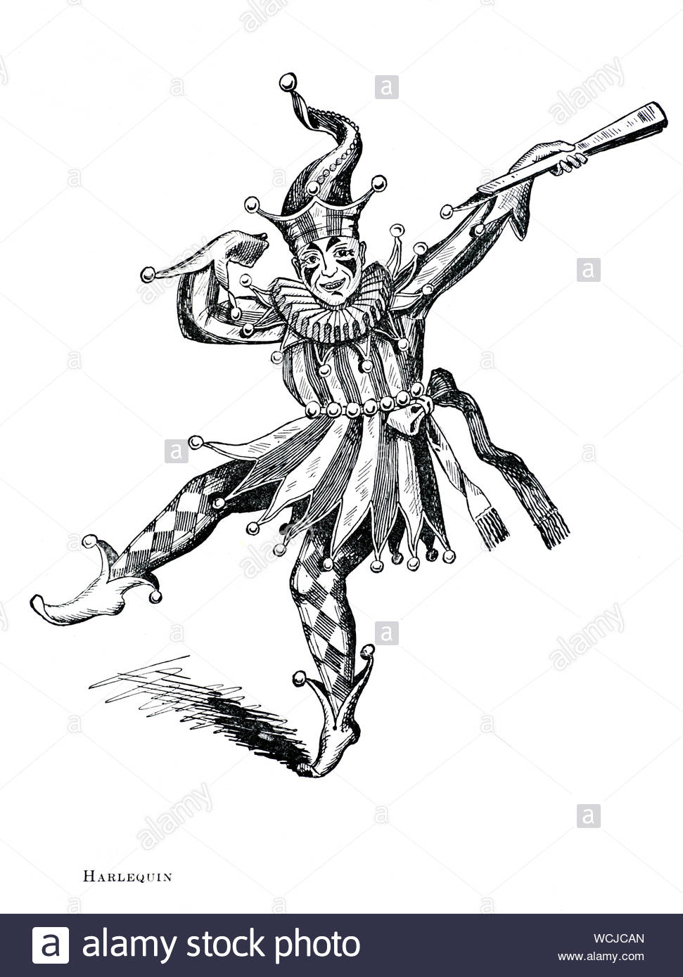 Commedia dell'arte, Harlequin, vintage illustration from 1900 Stock Photo