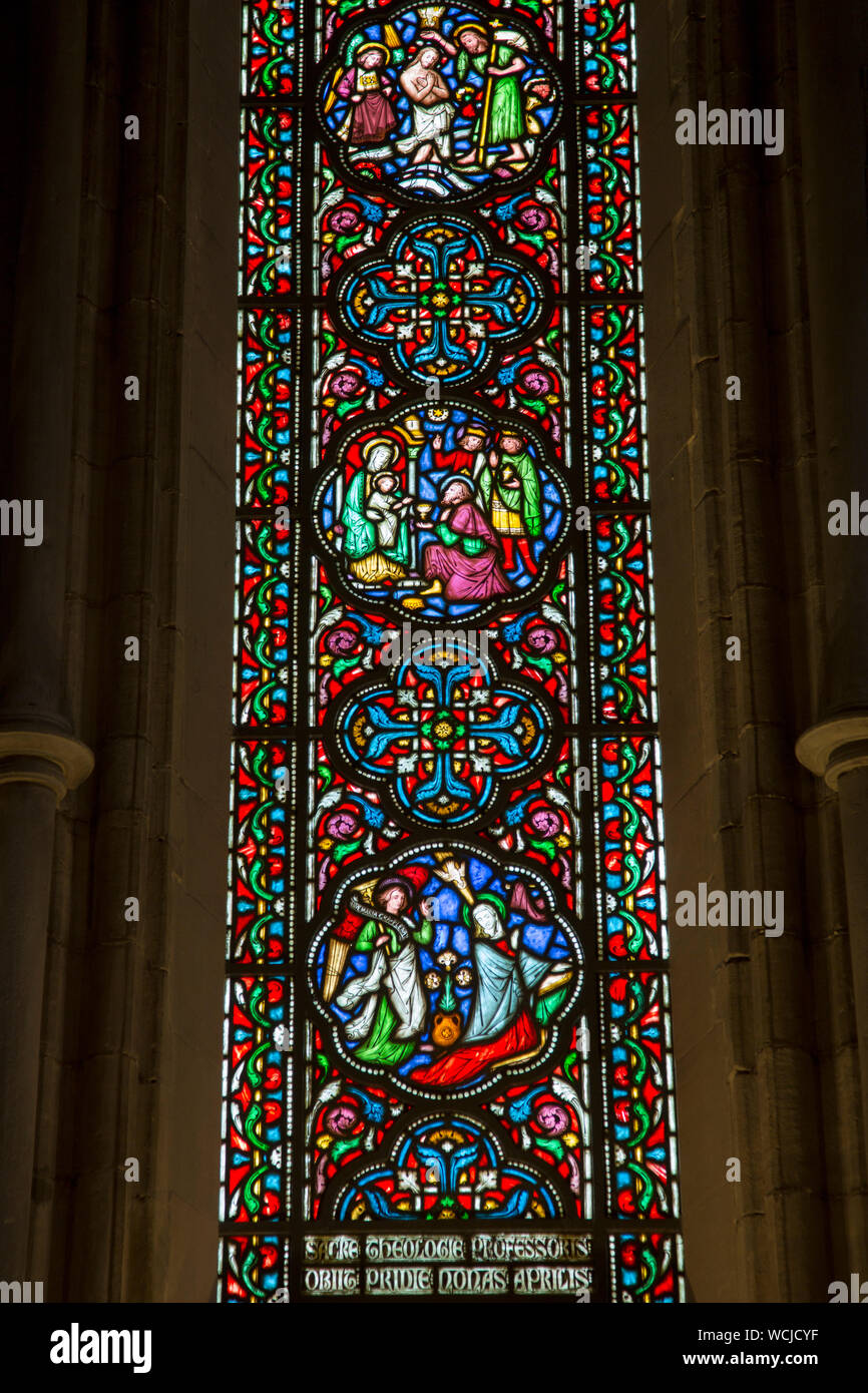 Stained Glass Window; Cathedral Church; Hereford; England; UK Stock
