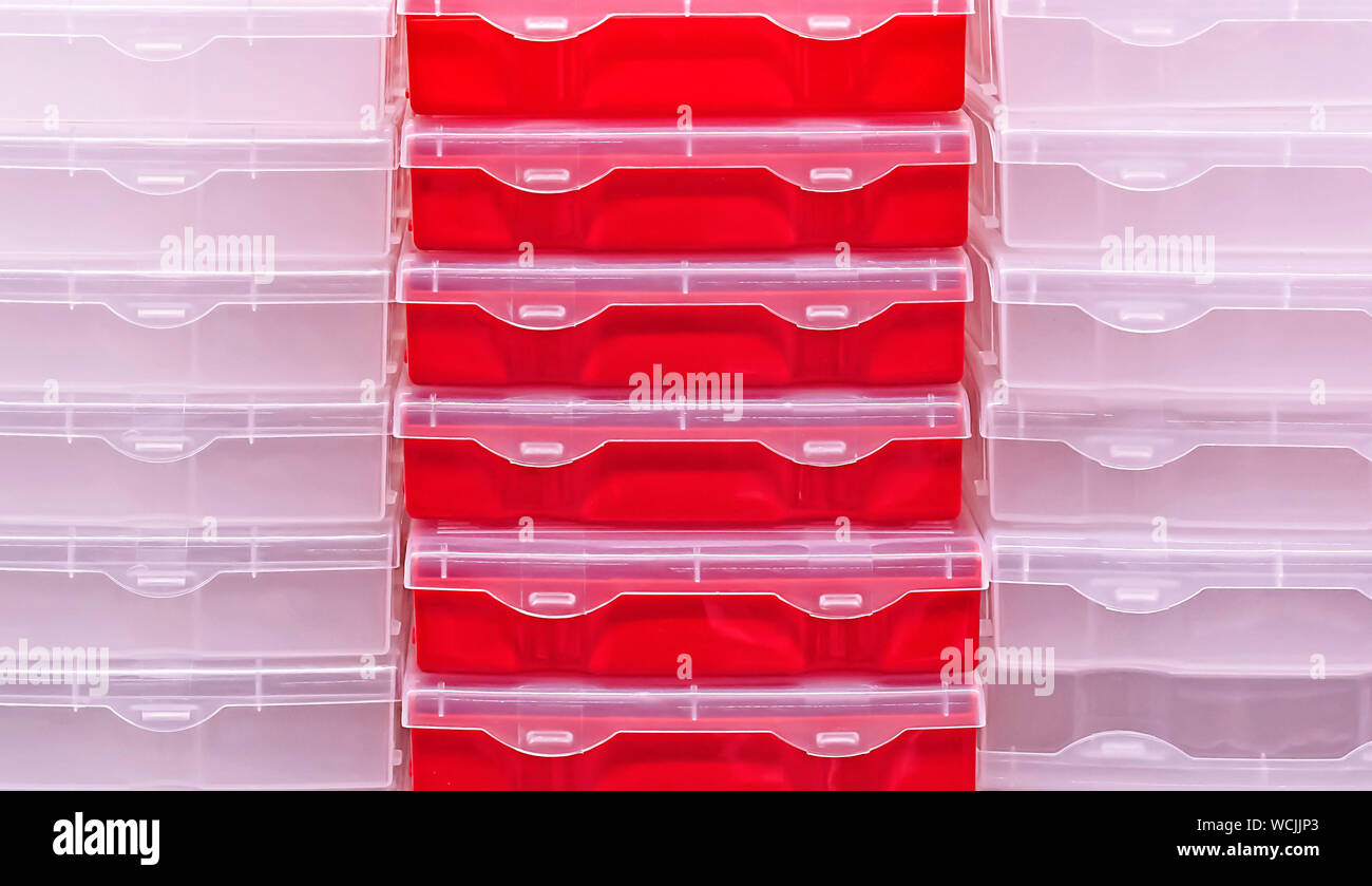 Plastic boxes for storing tools and household items Stock Photo Alamy