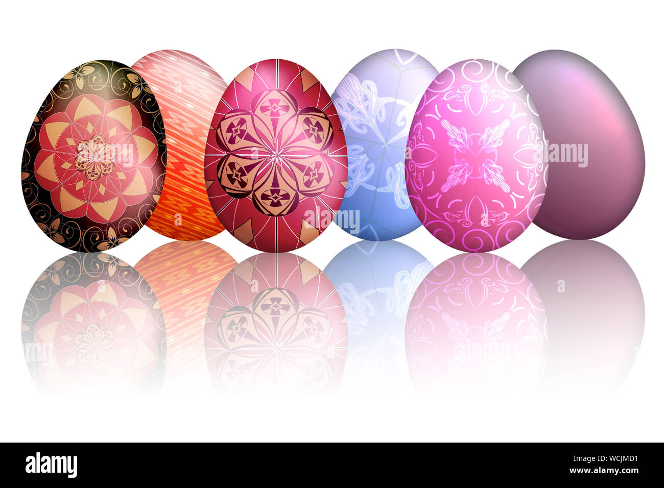 Colorful Easter eggs isolated in white background Stock Photo - Alamy