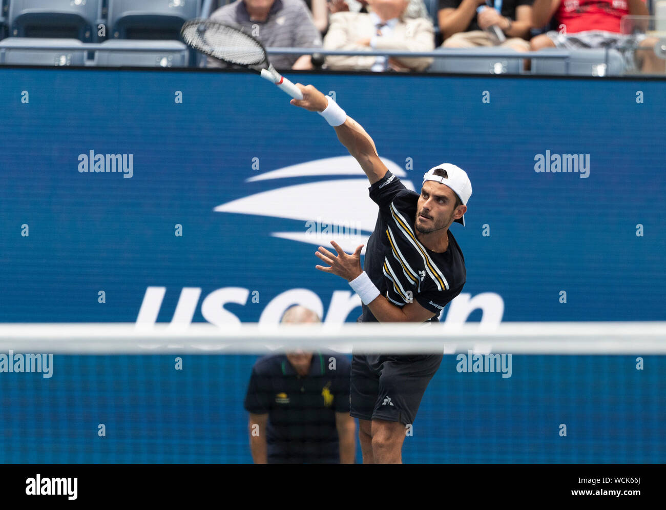 New York, United States. 27th Aug, 2019. Thomas Fabbiano (Italy) in action during round 1 of US Open Tennis Championship against Dominic Thiem (Austria) at Billie Jean King National Tennis Center (Photo by Lev Radin/Pacific Press) Credit: Pacific Press Agency/Alamy Live News Stock Photo