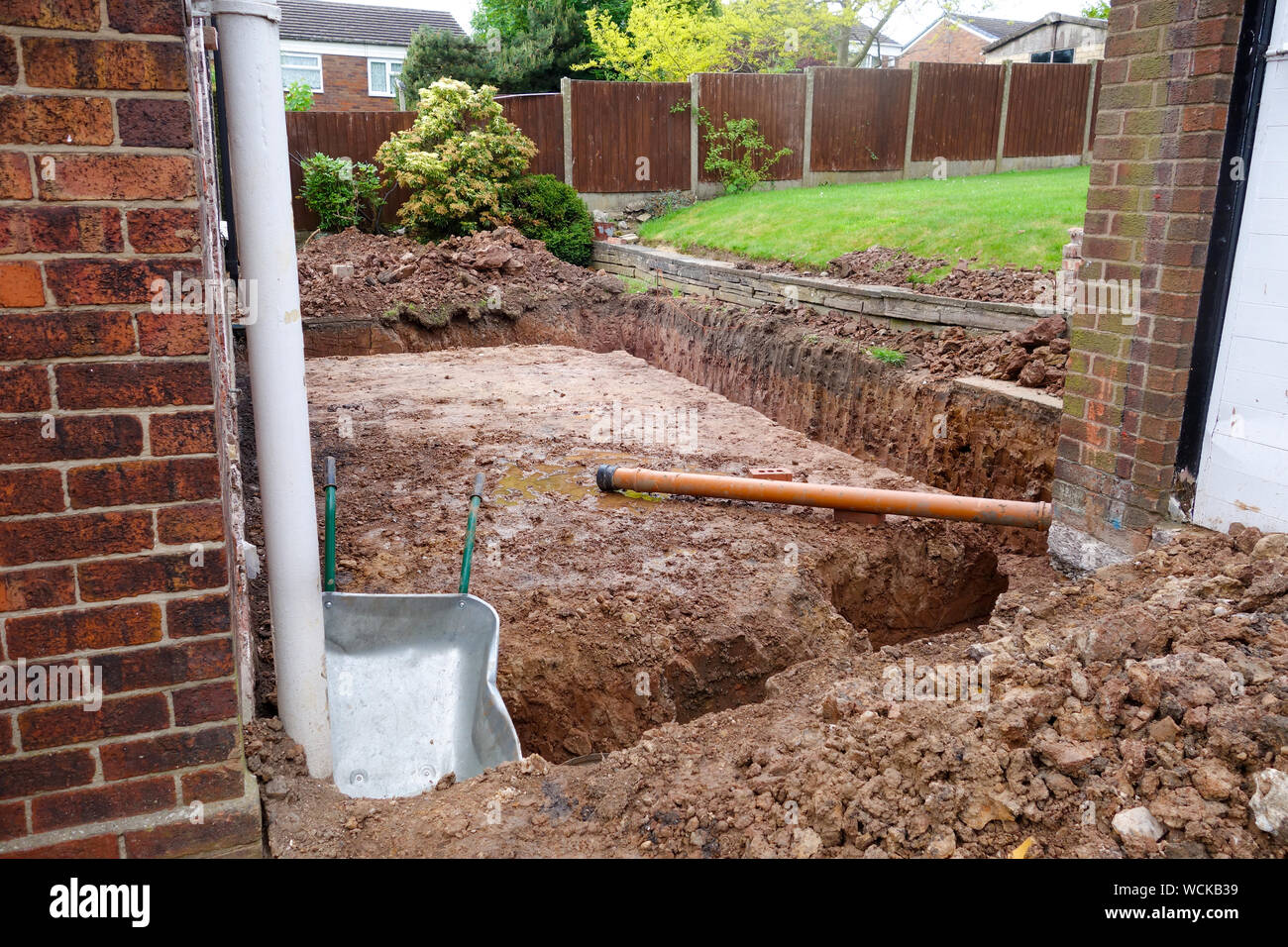 Foundations being dug out for a house extension, StokeonTrent