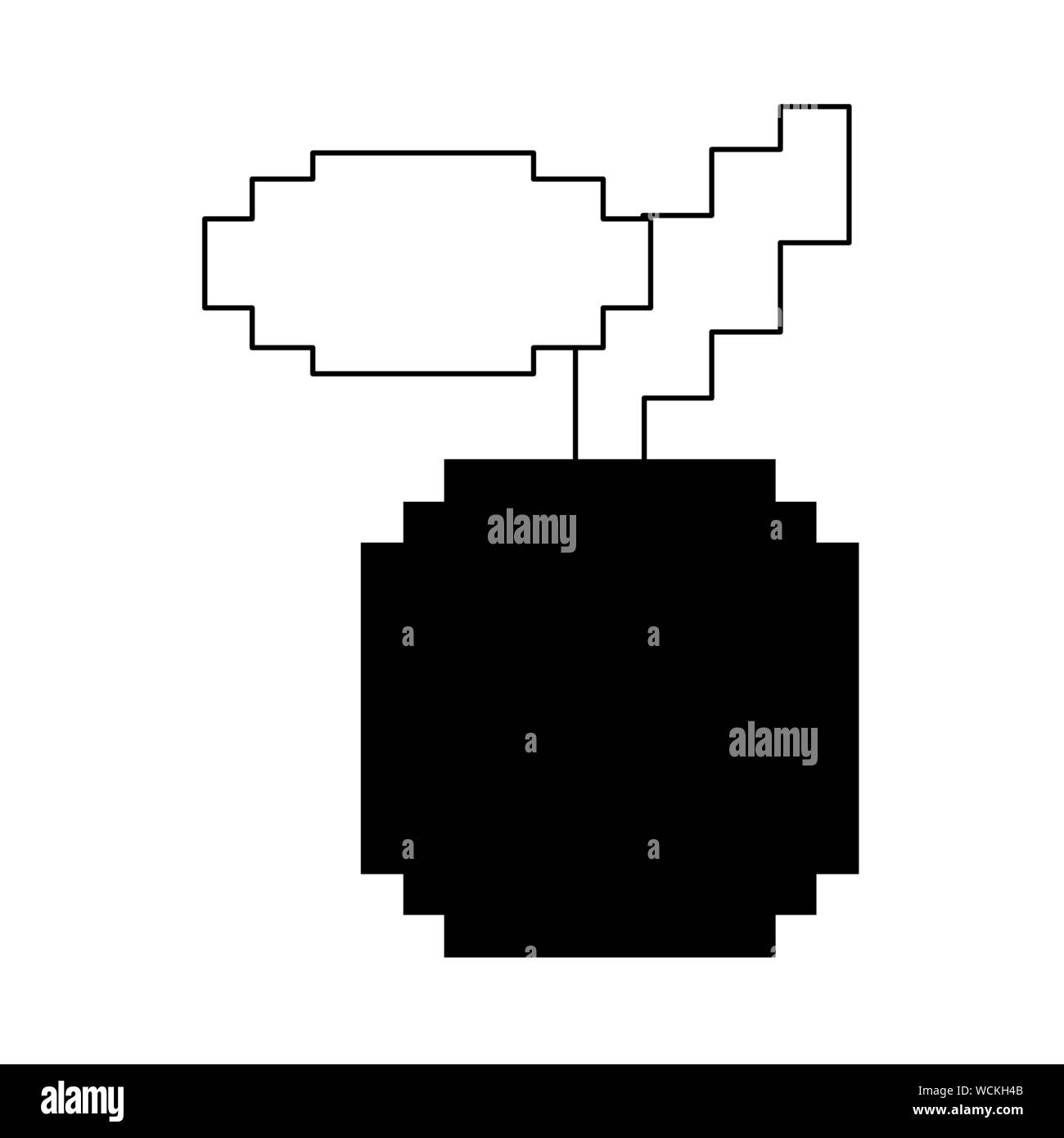 videogame pixelated retro art cartoon in black and white Stock Vector ...