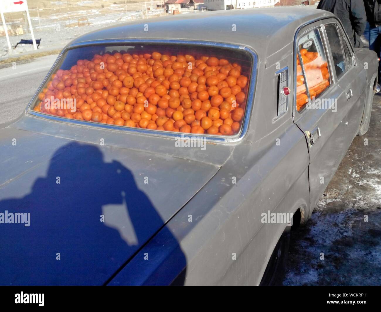 Oranges In Car With Shadow Stock Photo Alamy