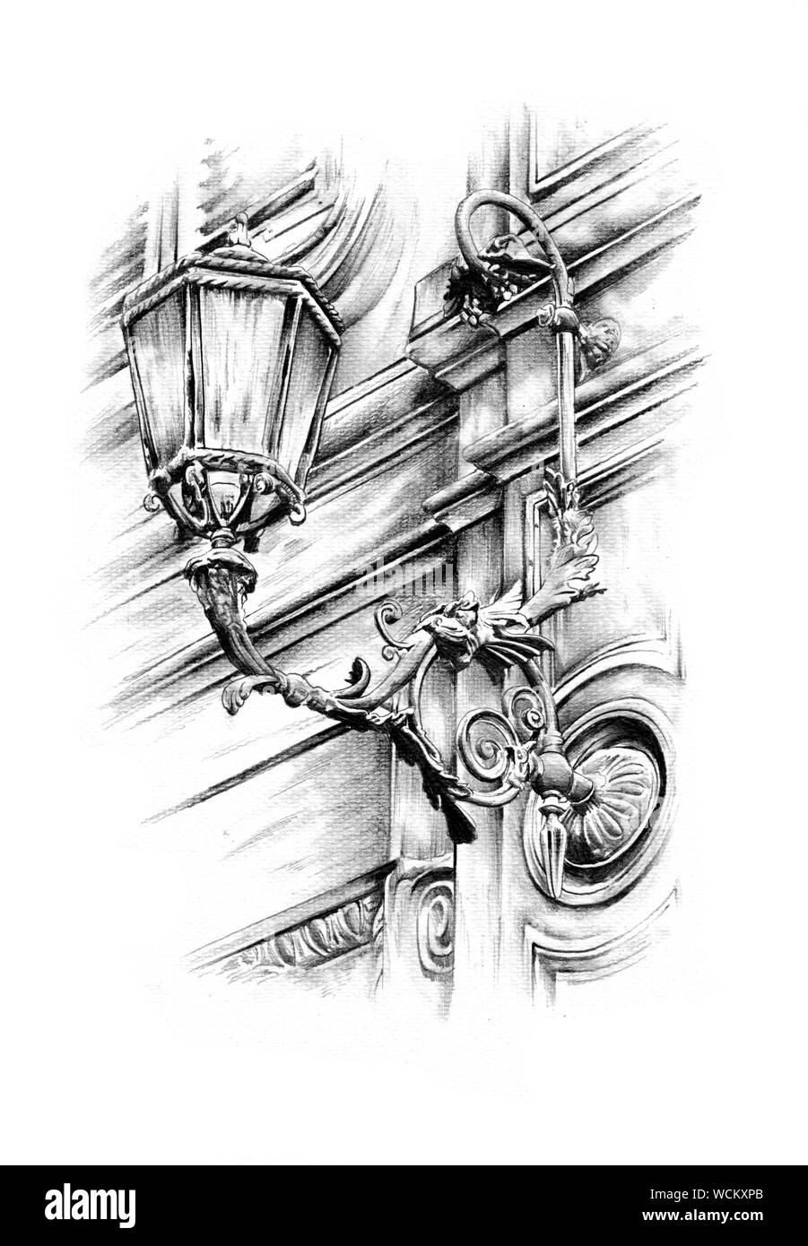 Street lantern  sketch stock illustration Illustration of curved   17952325