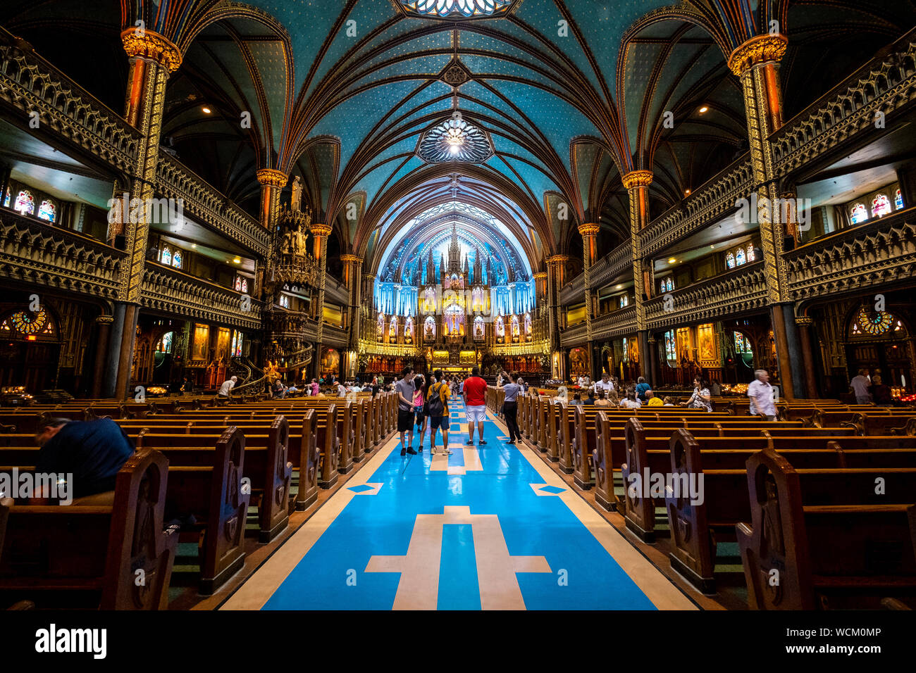 Interior of the Notre-Dame Basilica of Montreal, Quebec. Stock Photo