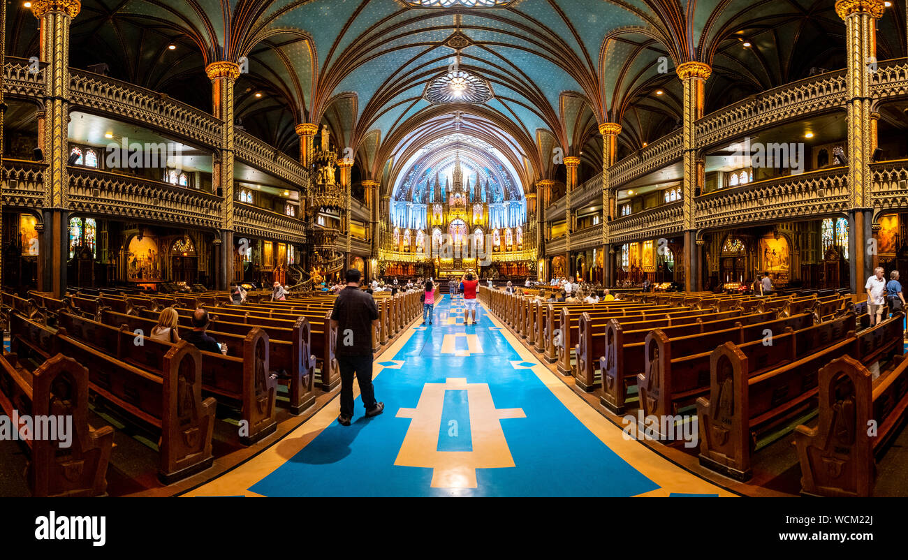 Interior of the Notre-Dame Basilica of Montreal, Quebec. Stock Photo