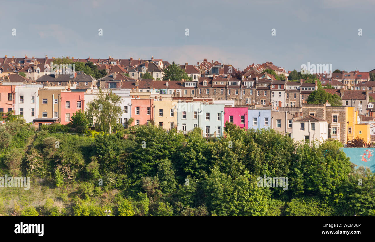 The colourful houses of Bristol from the rooftop of St Mary Redcliffe
