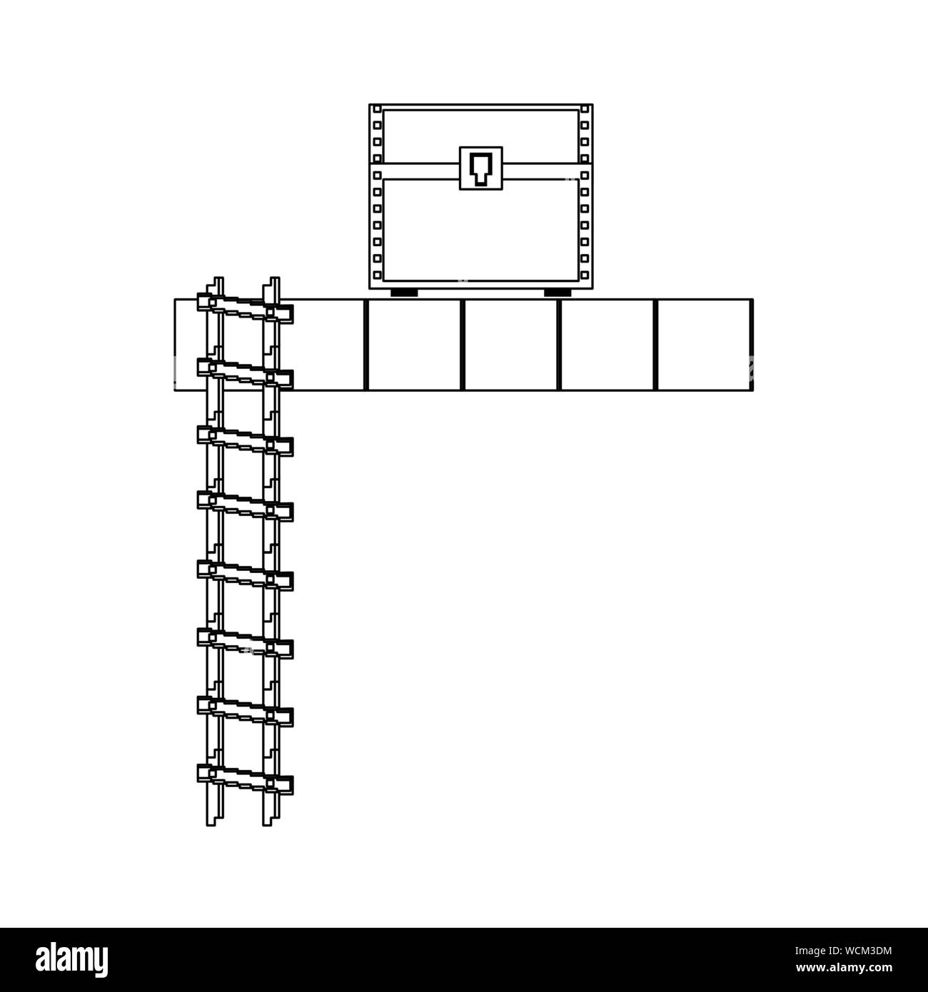 videogame pixelated retro art cartoon in black and white Stock Vector ...