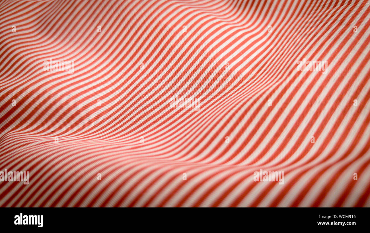 Full Frame Shot Of Red And White Striped Fabric Stock Photo