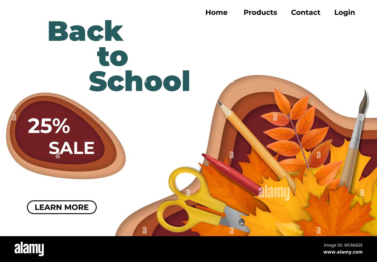 Back to school design with paper cut waves Stock Vector Image & Art - Alamy