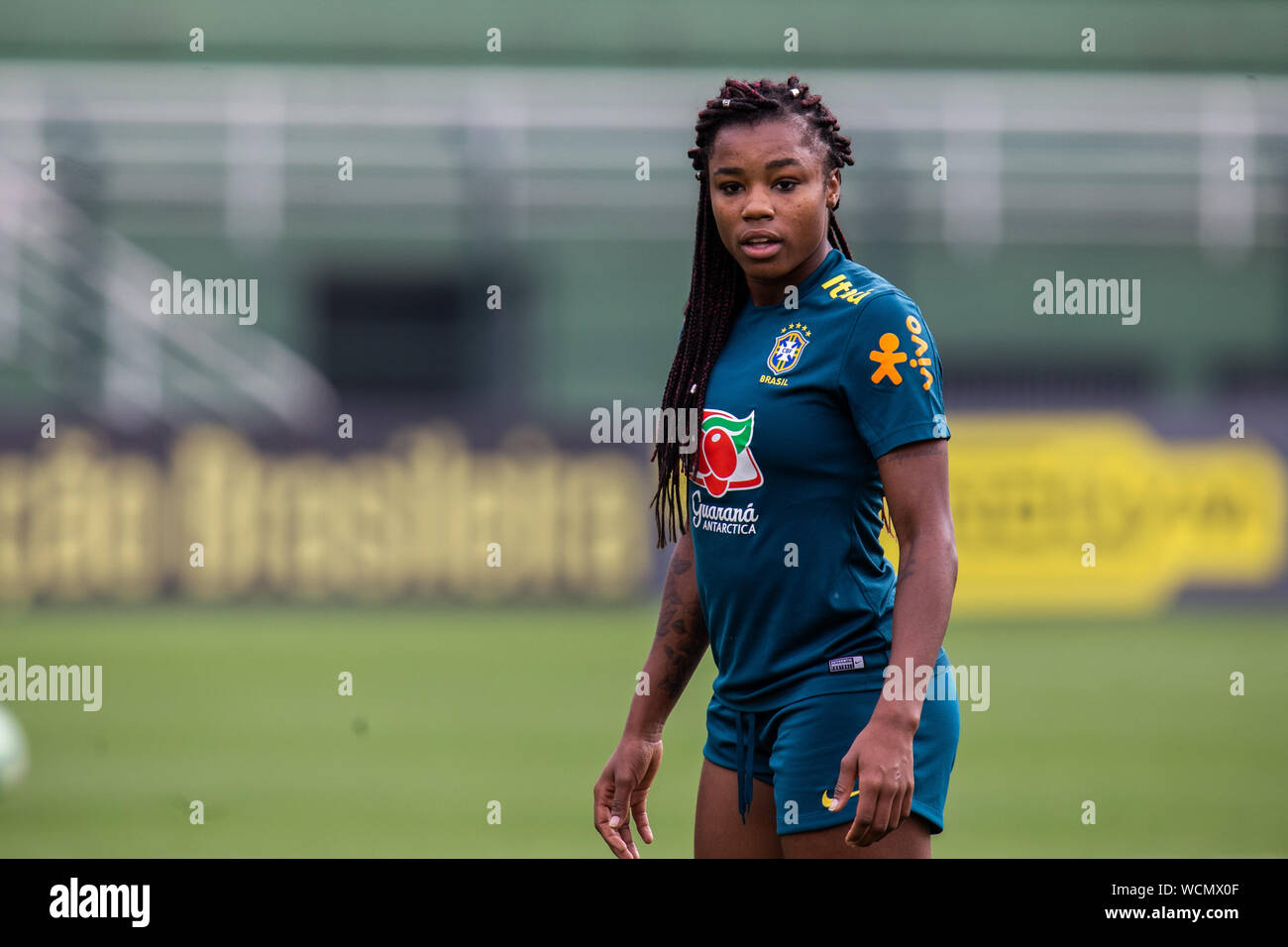 SÃO PAULO, SP - 28.08.2019: TREINO DA SELEÇÃO BRASILEIRA FEMININA - The  player Ludmila during training. The Brazilian women's team prepares for the  match against Argentina, valid for the Uber Cup, which